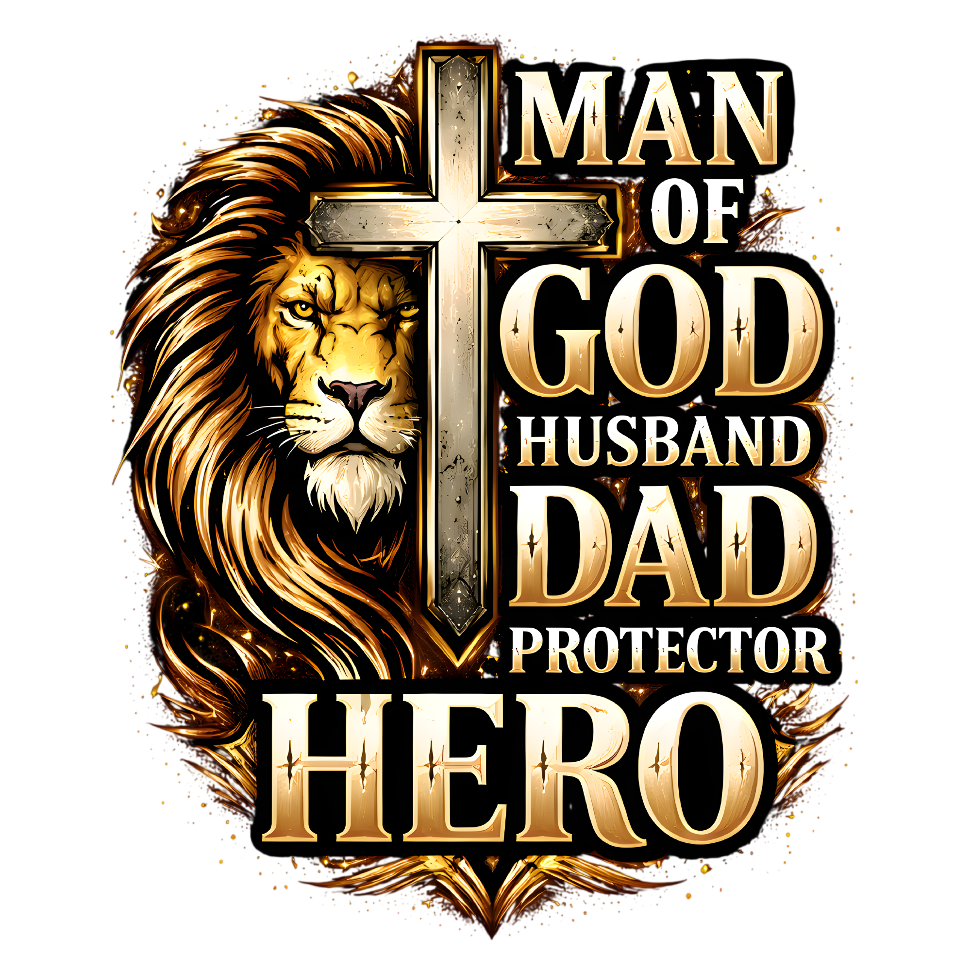 Man Of God Gold With Cross DTF Print