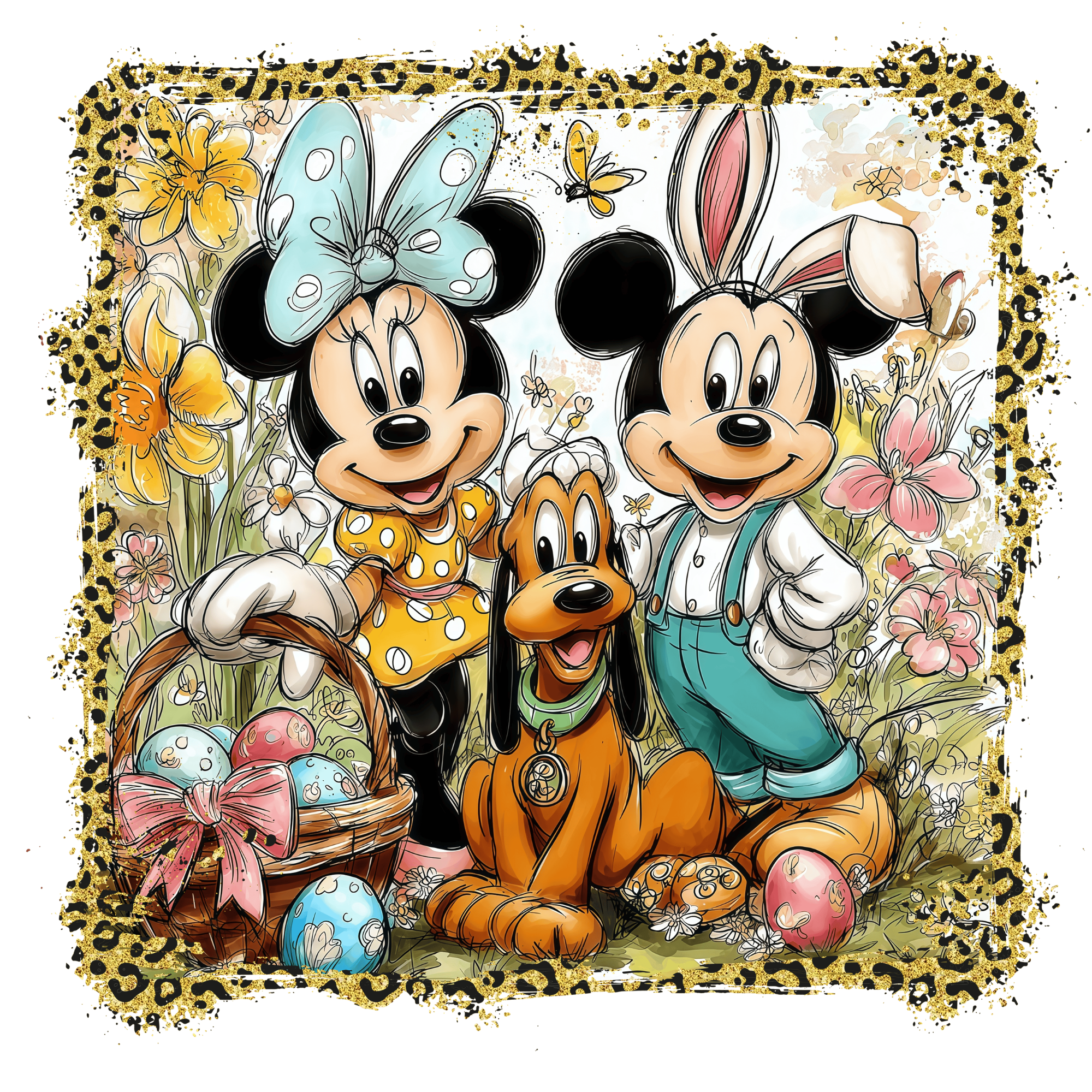 "Mouse" and "Dog" Cartoon Easter DTF Print