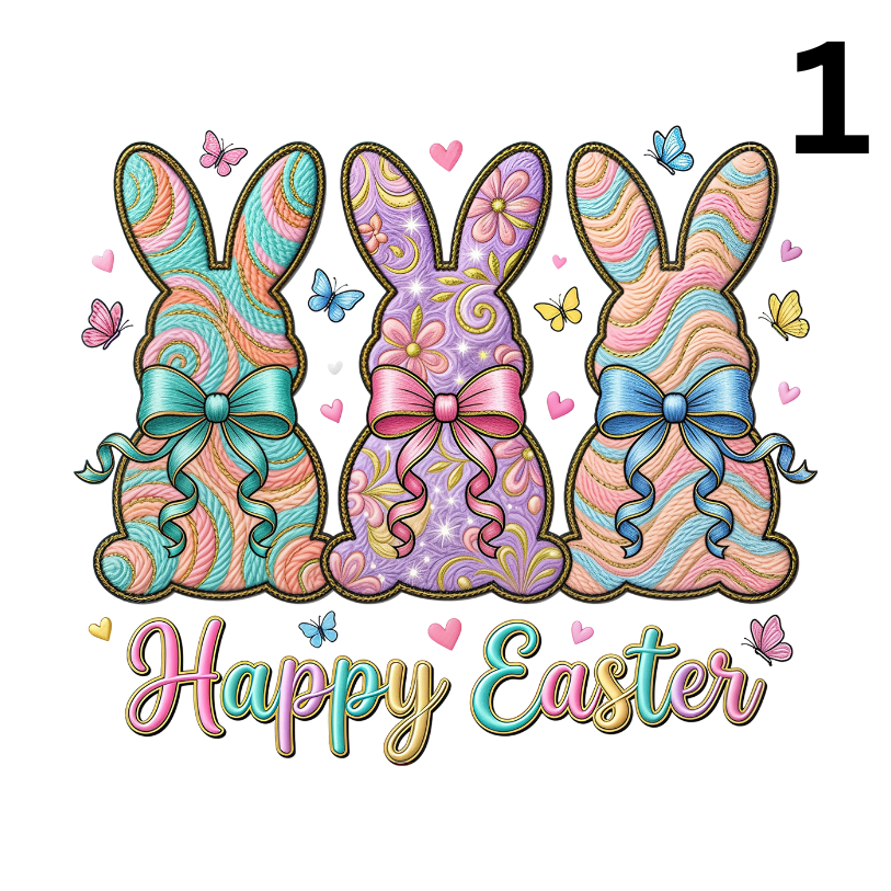 Happy Easter Bunny Designs Choose 1-5 Designs Direct To Film Print, DTF Print, Ready To Press Print For T-Shirts