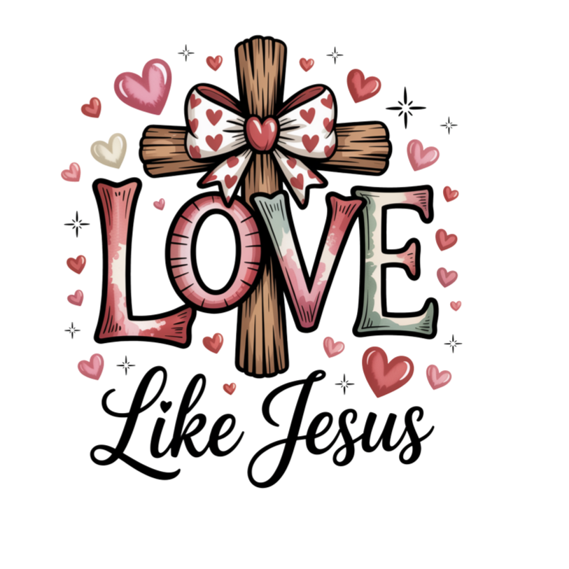 Love Like Jesus with Cross Direct To Film Print, DTF Print, Ready To Press Print For T-Shirts