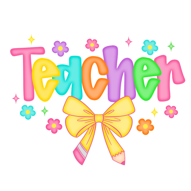 Teacher Pastel Preppy With Or without blue Stripe Background Direct To Film Print, DTF Print, Ready To Press for T-Shirts