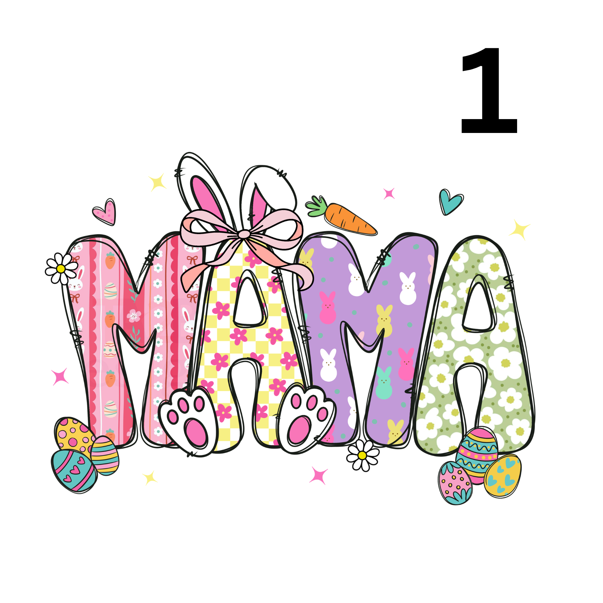 Easter Mama, Mimi, Nana, Gigi and Grandma Decorated Names Choose from 5 Designs DTF Prints