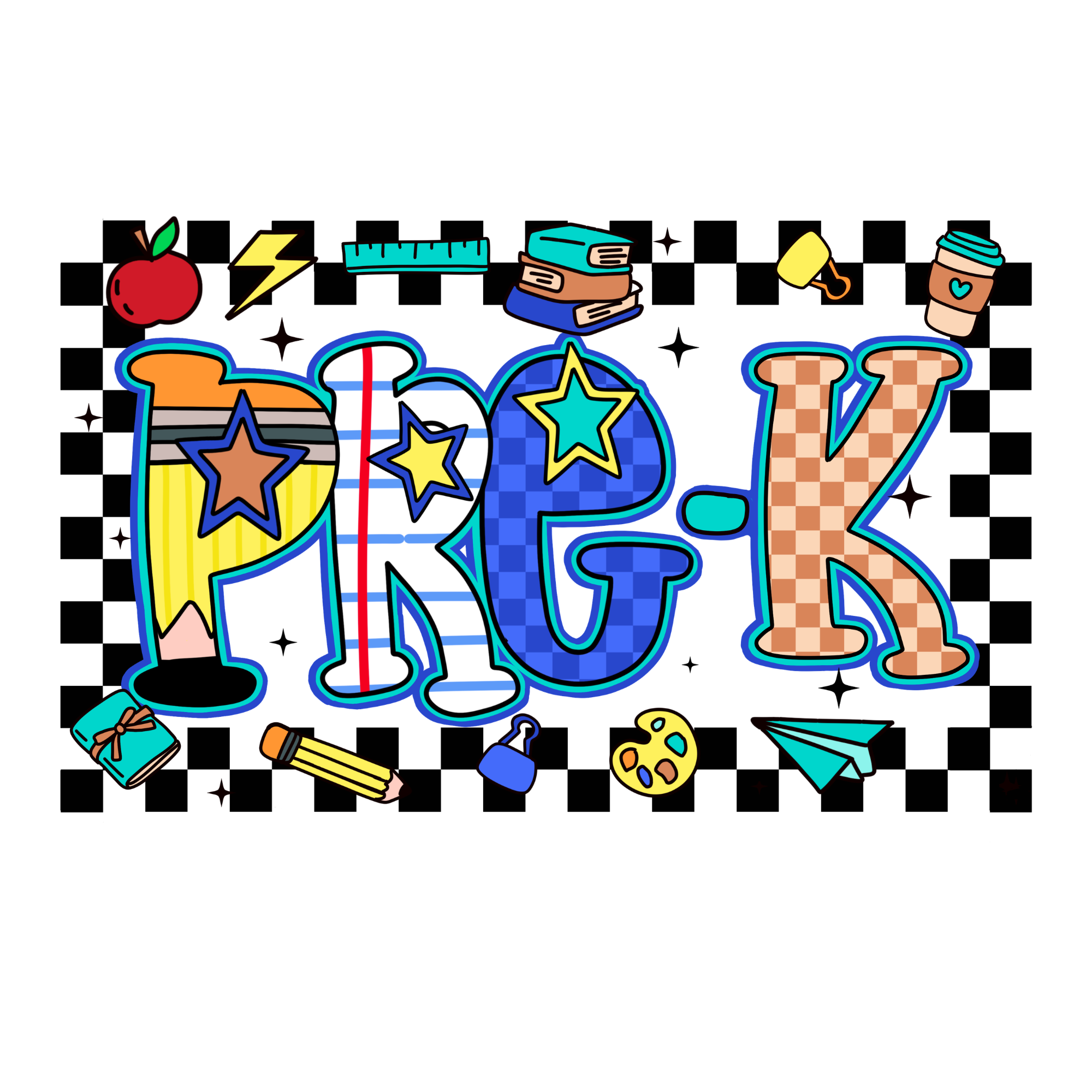 Bright Colored Back To School Grades prek-5th  Direct To Film Print, DTF Print, Ready To Press Print For T-Shirts