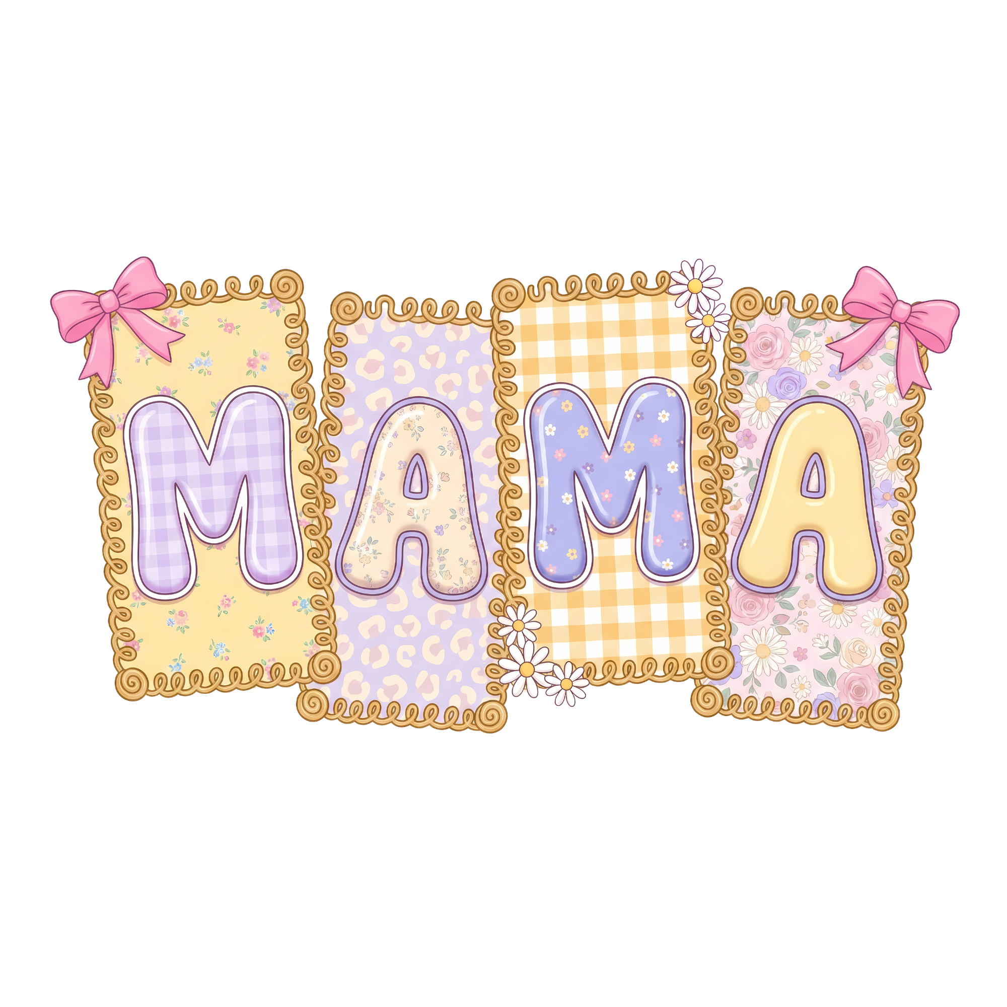 Mama In Pastels Pink, Yellow and Purples DTF Print