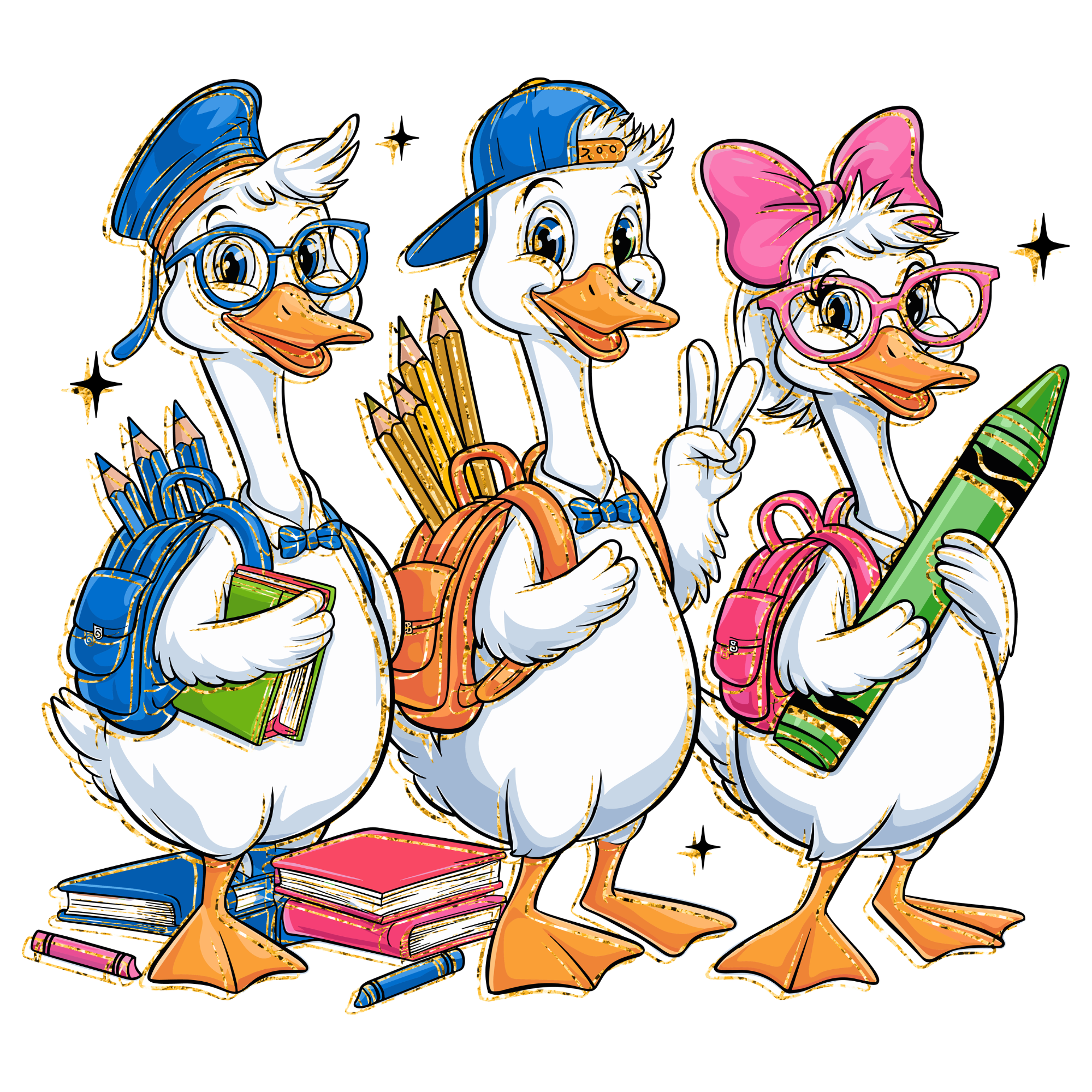Goose Back To School  Direct To Film Print, DTF Print, Ready To Press Print For T-Shirts