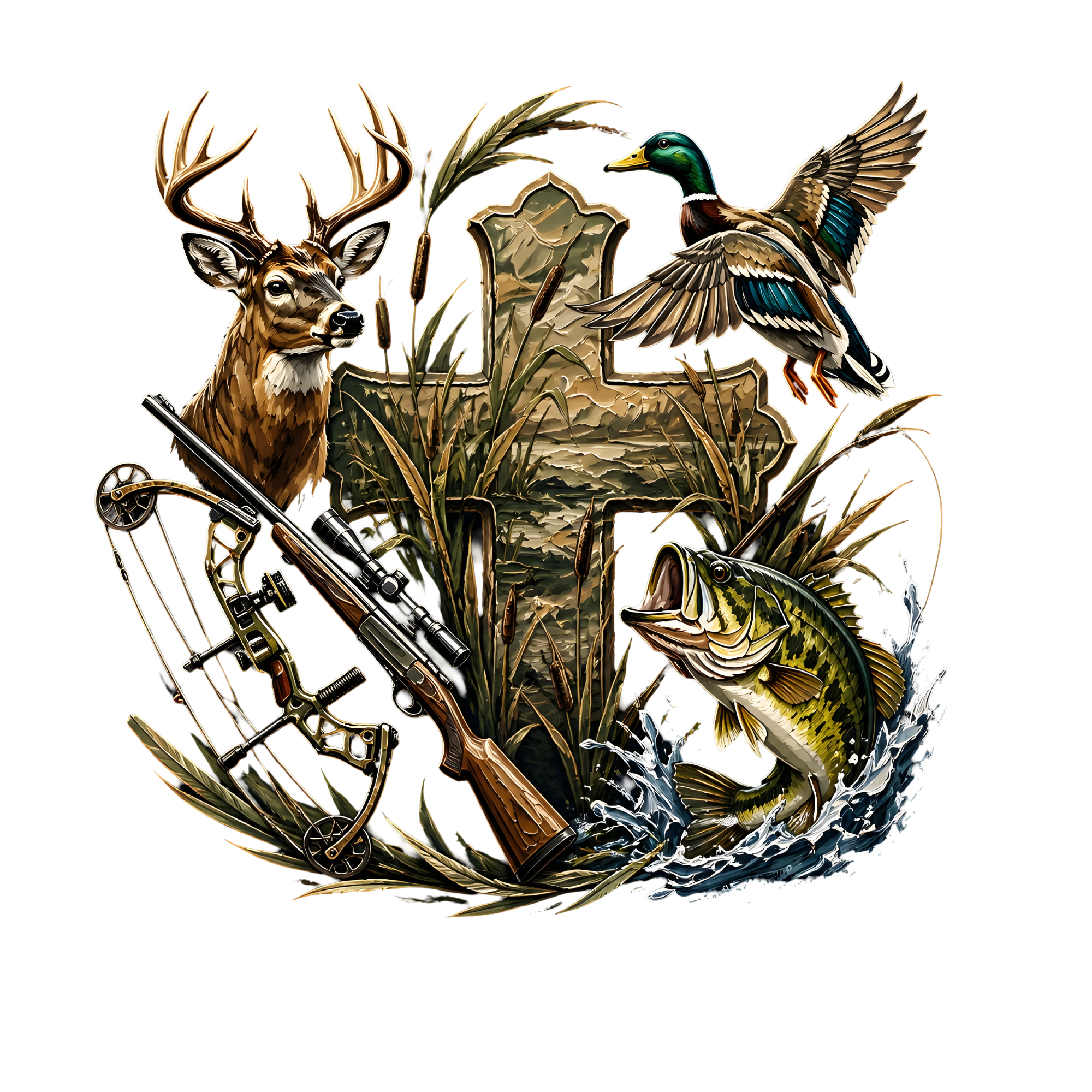 Cross with hunting animals -24.png