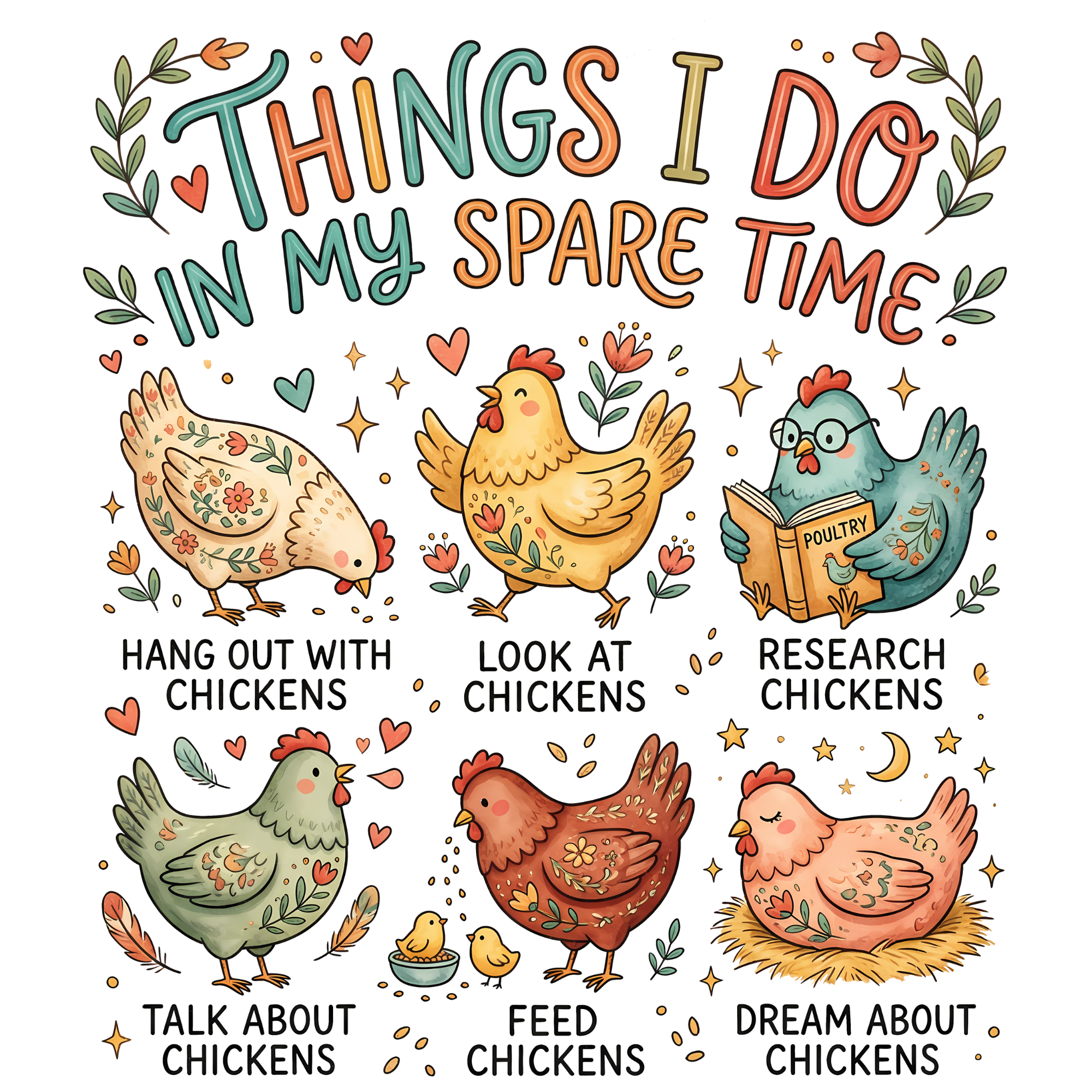 Chickens Things I Do In My Spare Time Funny DTF Print