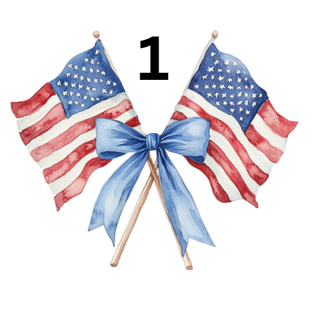 American Flags and Bow 2 To Choose From Direct To Film Print, DTF Print, Ready To Press Print For T-Shirts