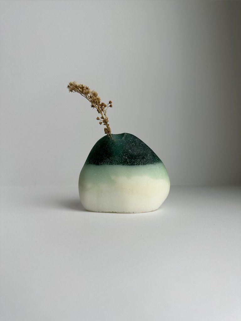 green rock vase