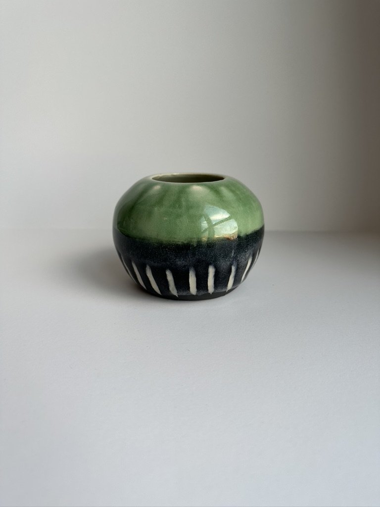 green globe vase