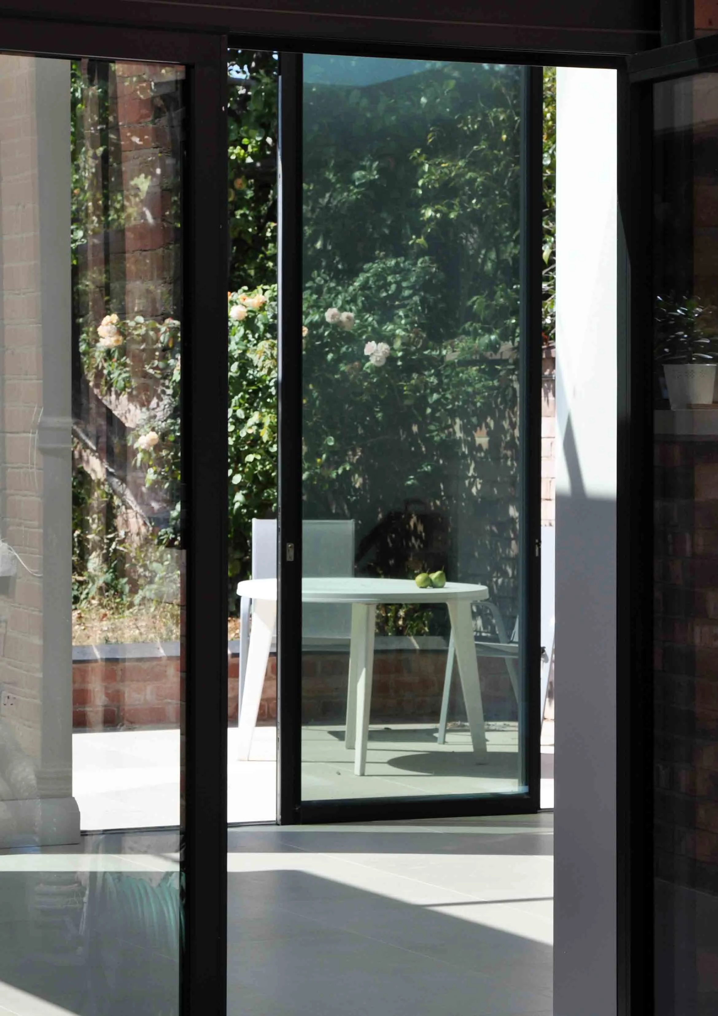 York Road completion photograph 06 showing modern glazing and outdoor seating area