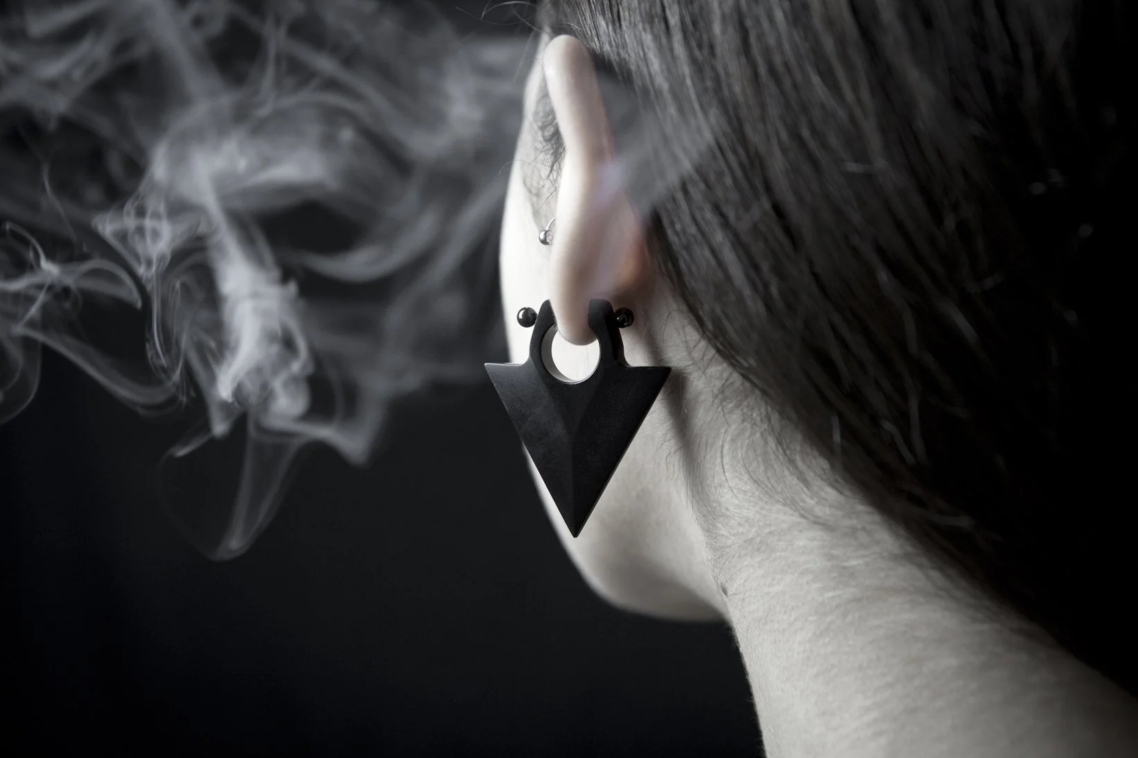 Blade Earrings, Black Corian, 2016