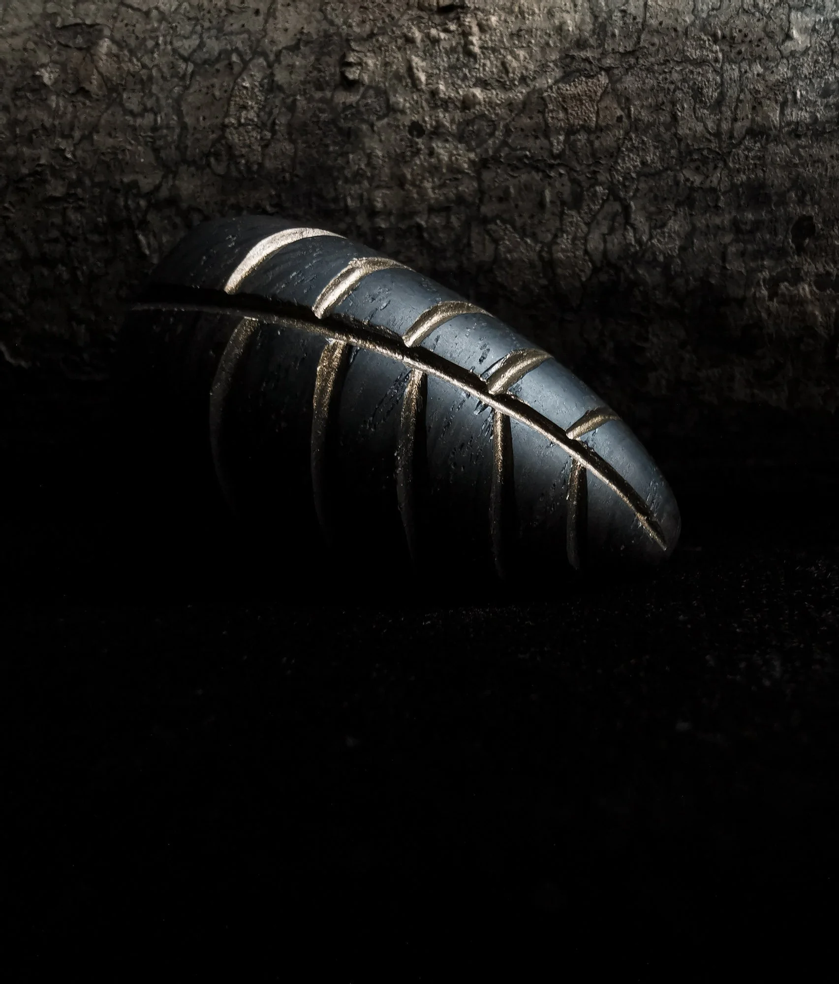 Shield Ring, Bog Oak, Metallic Paint, 2022