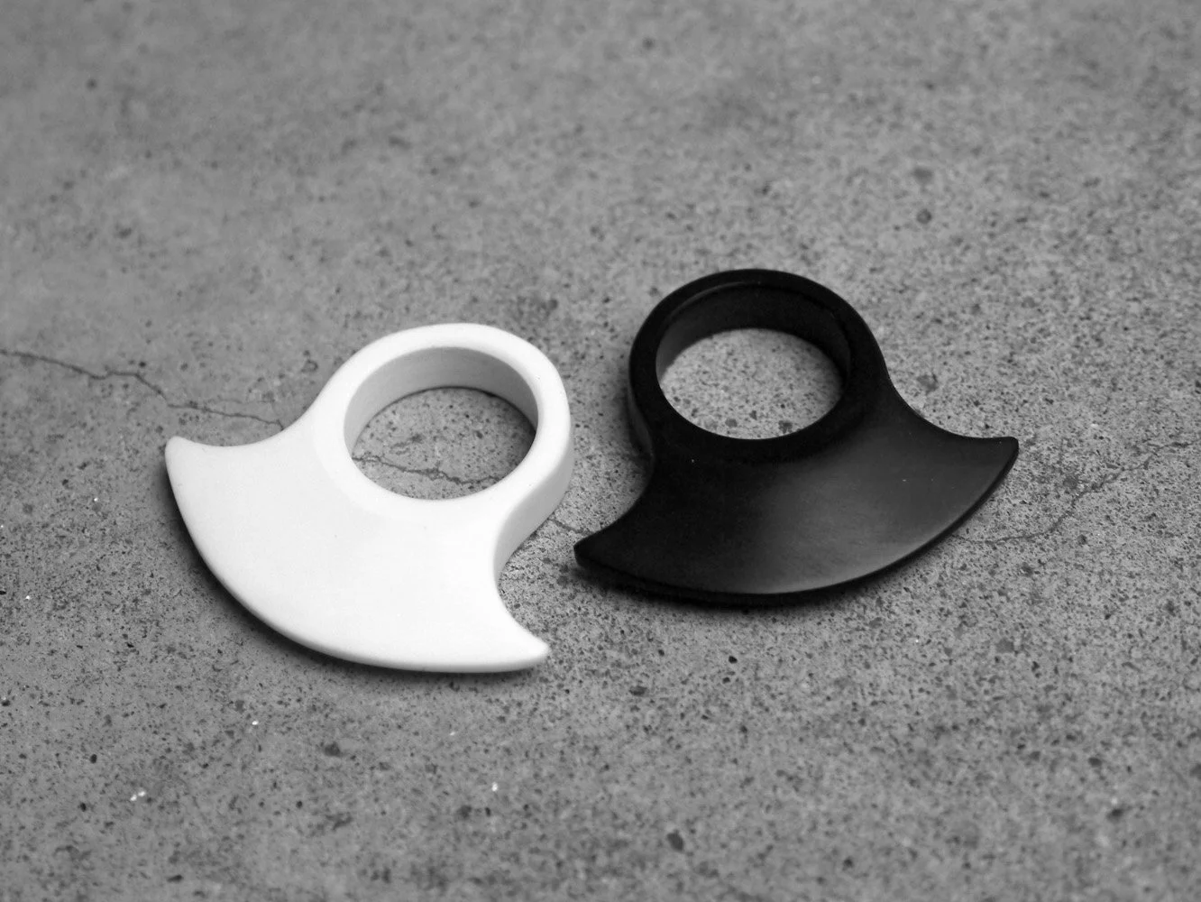 Blade Earrings, Black Corian, 2016