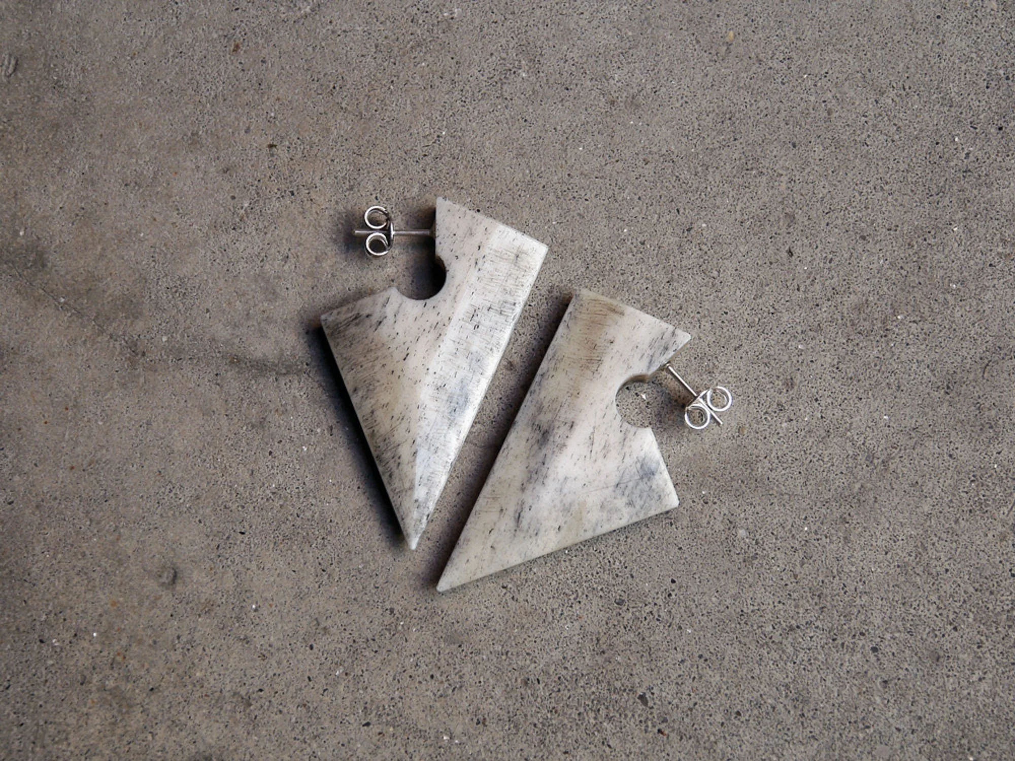Blade Earrings, Inked Bone, 2017