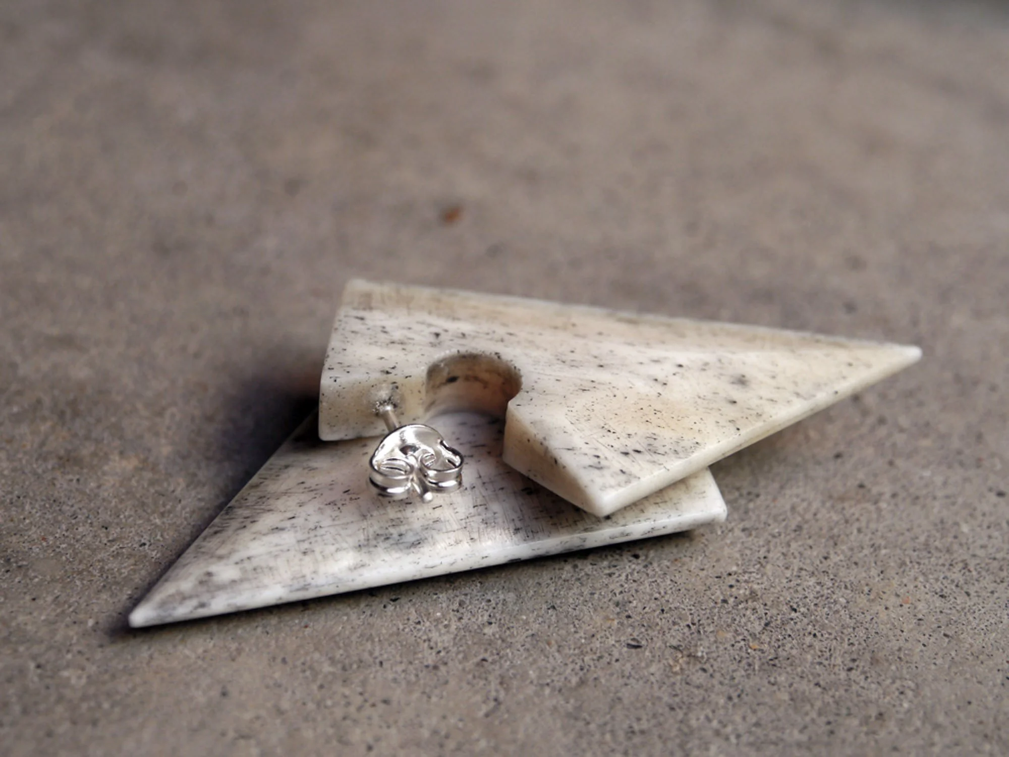 Blade Earrings, Inked Bone, 2017