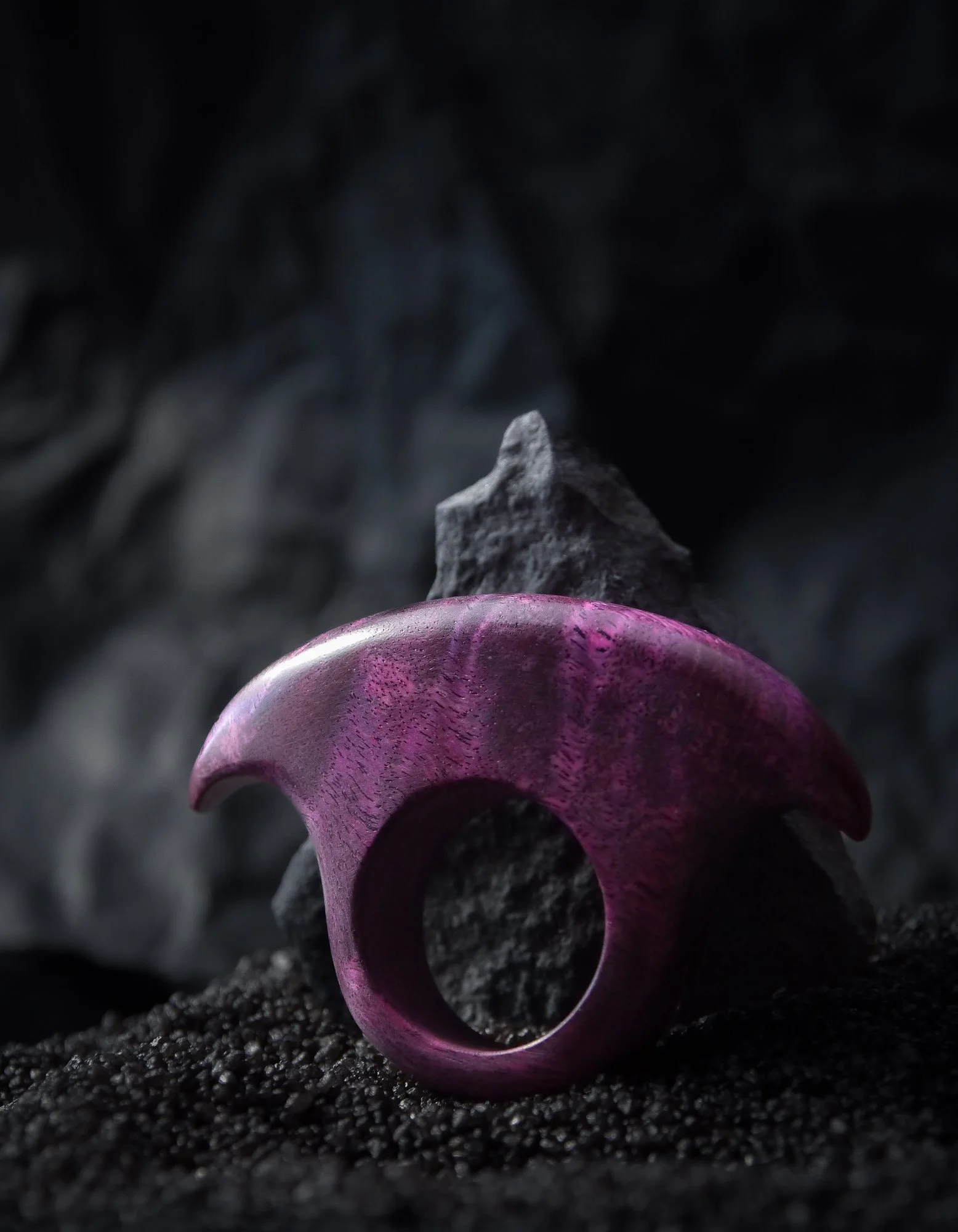 Shield Ring, Stabilized Purple Wood, 2024