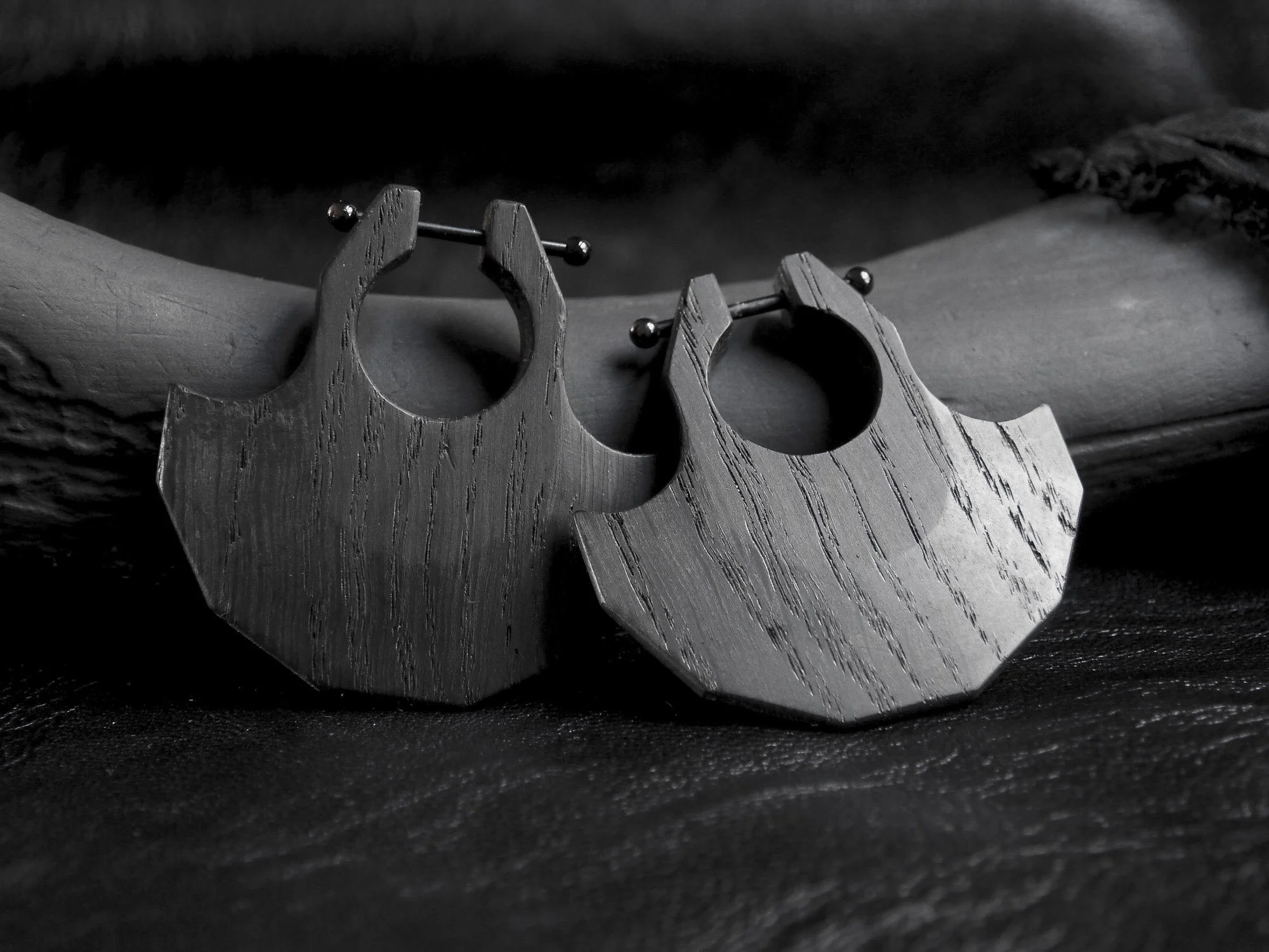 Blade earrings, Bog Oak, 2017