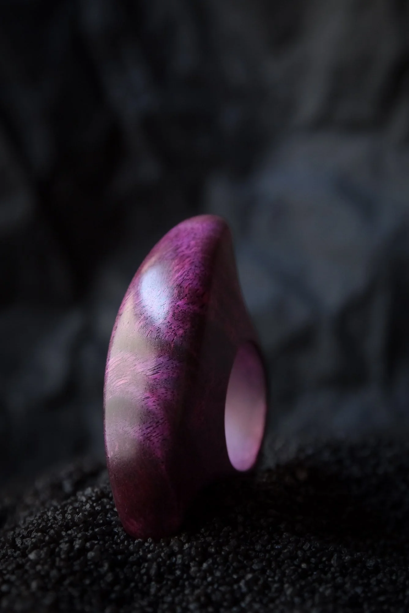 Shield Ring, Stabilized Purple Wood, 2024