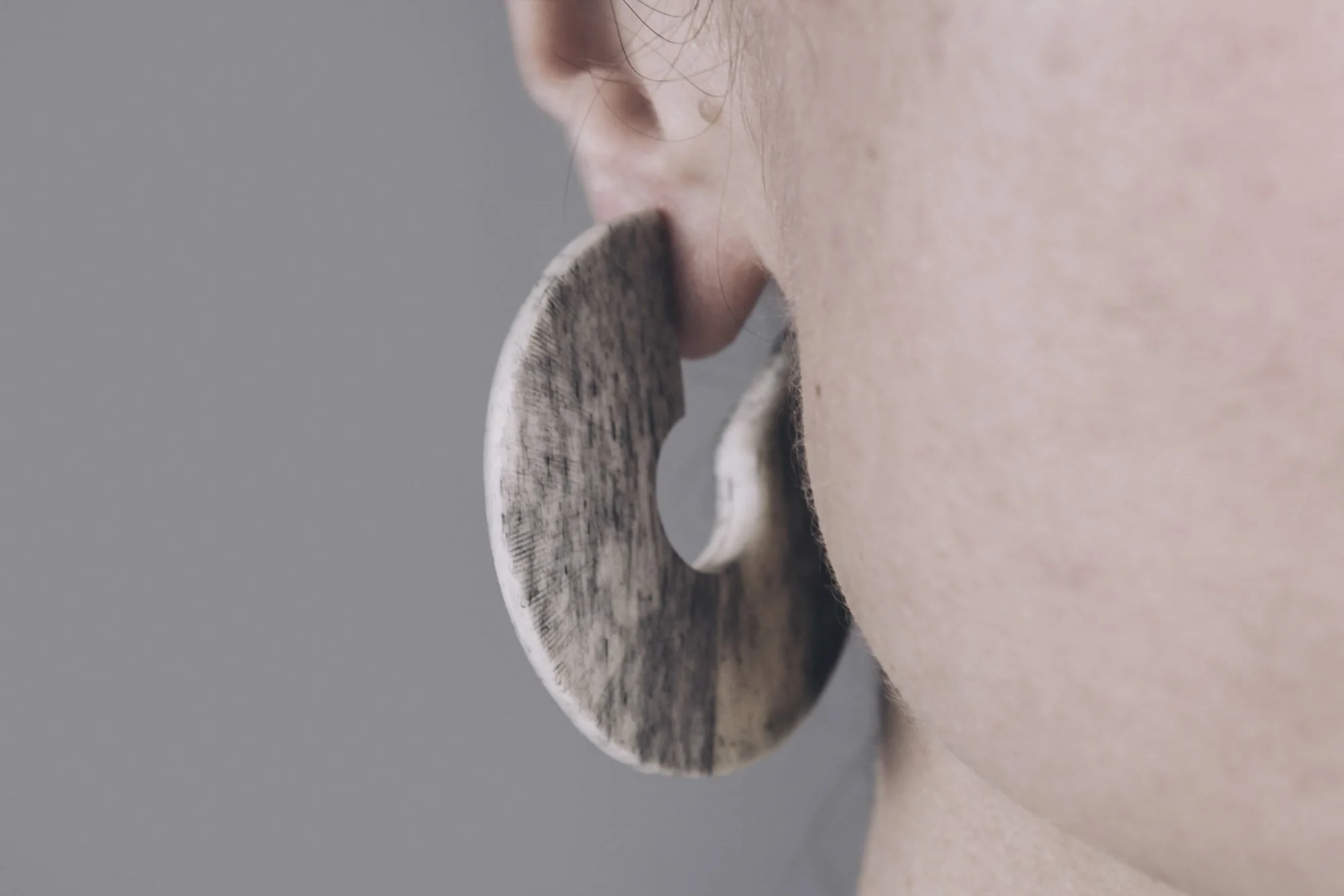 Blade Earrings, Inked Bone, 2017