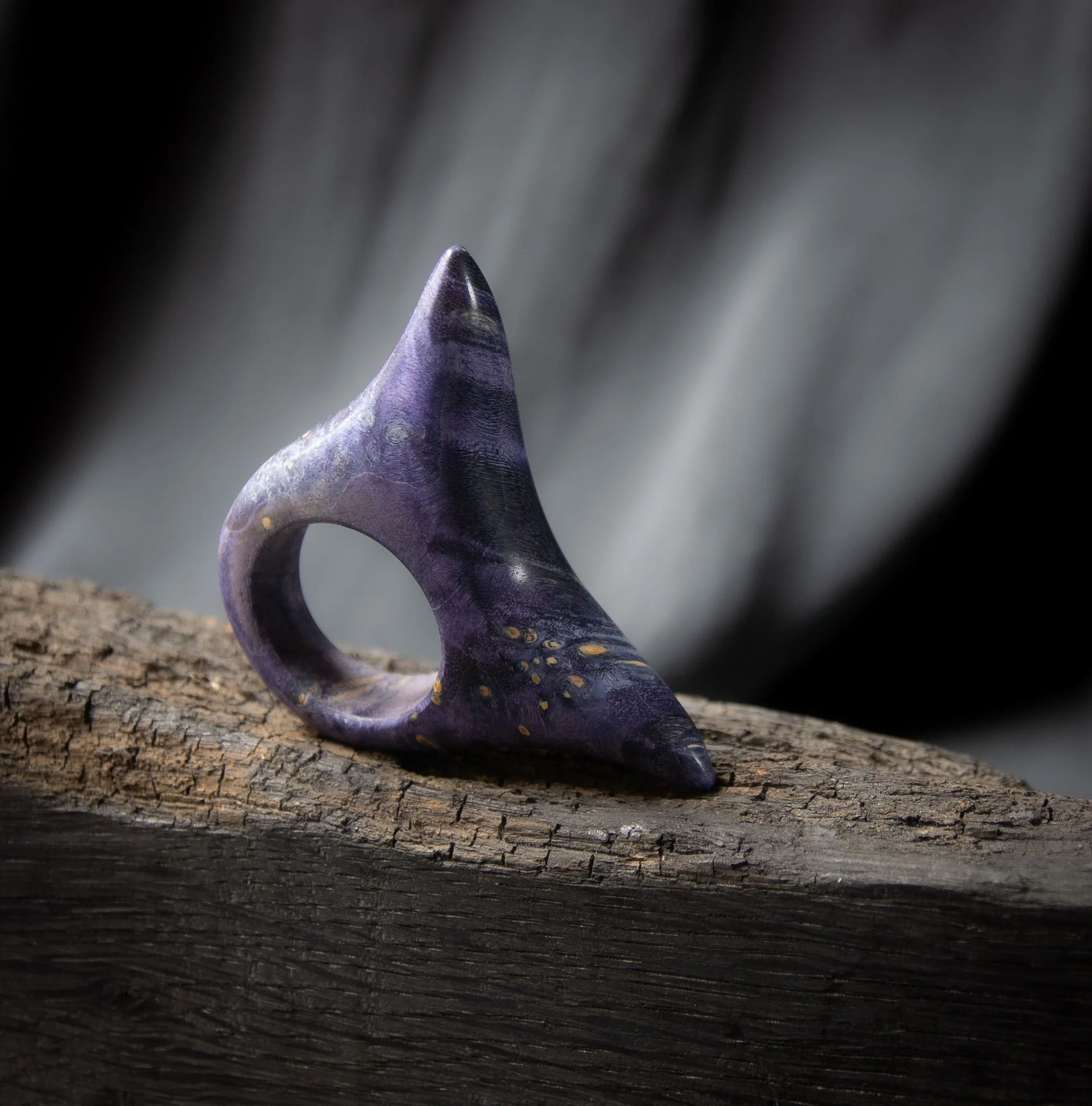 Horns Ring, Stabilized Purple Wood, 2023