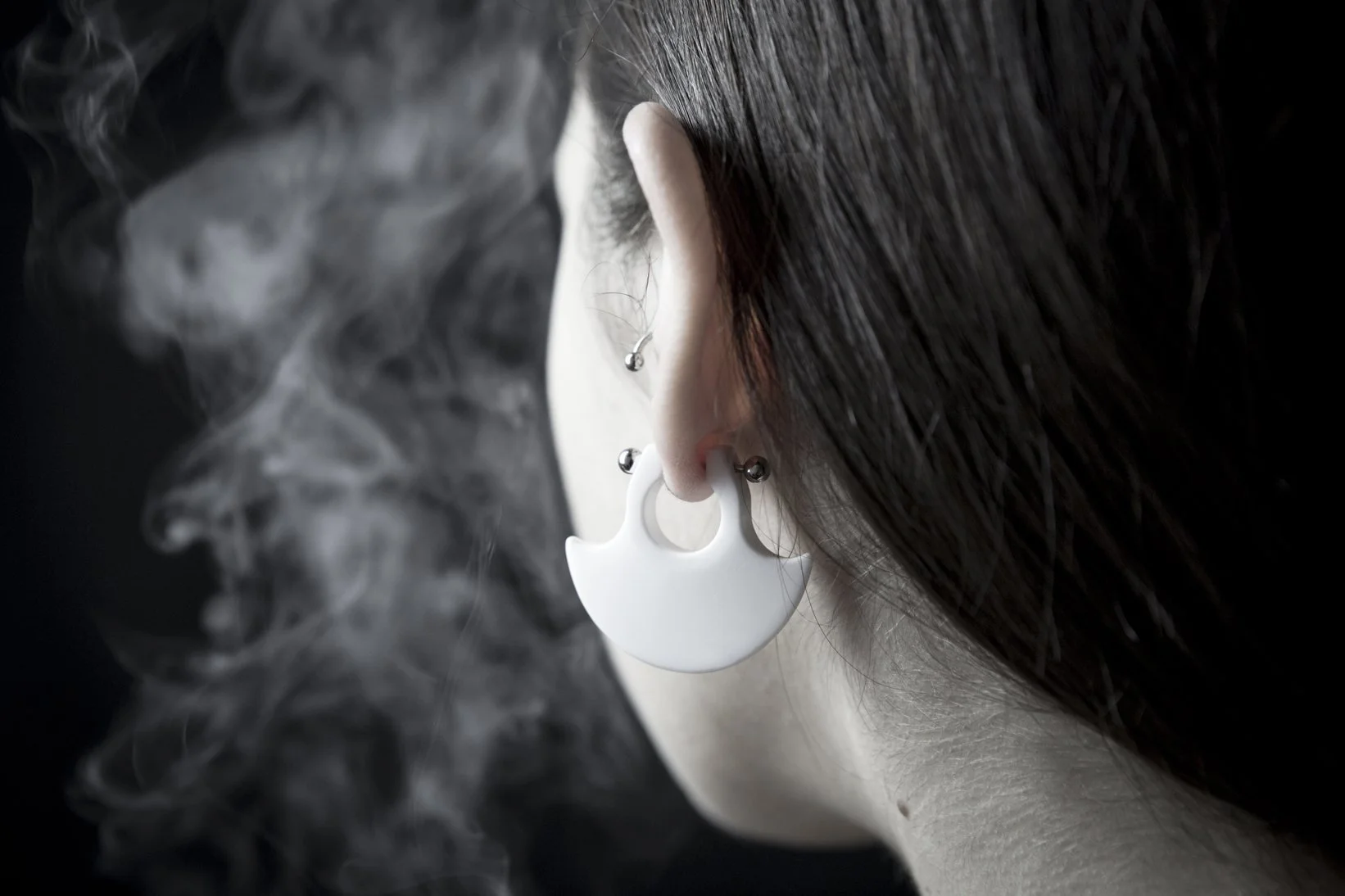 Blade Earrings, White Corian, 2016
