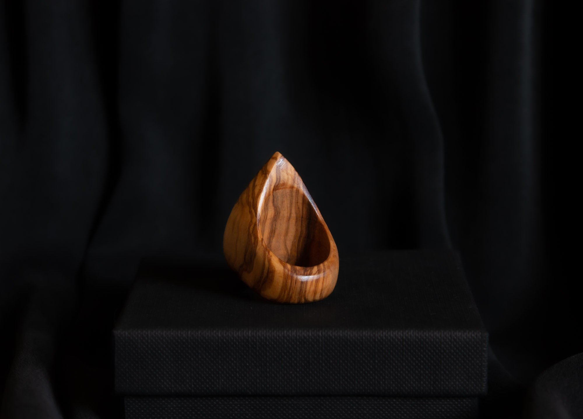 Portal Ring, Olive Wood, Malachite Cabochon, 2023