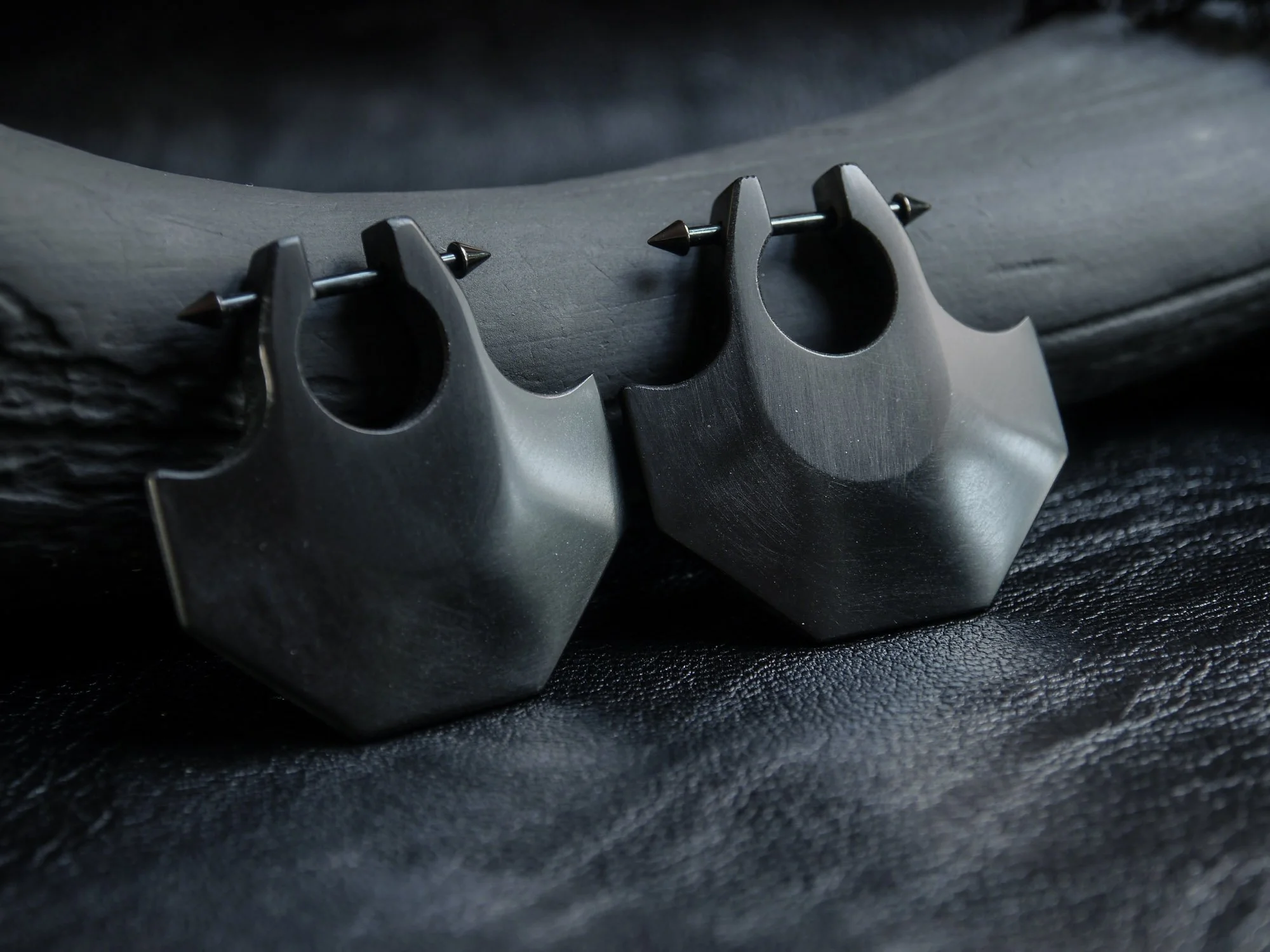 Blade earrings, Black Corian, 2016