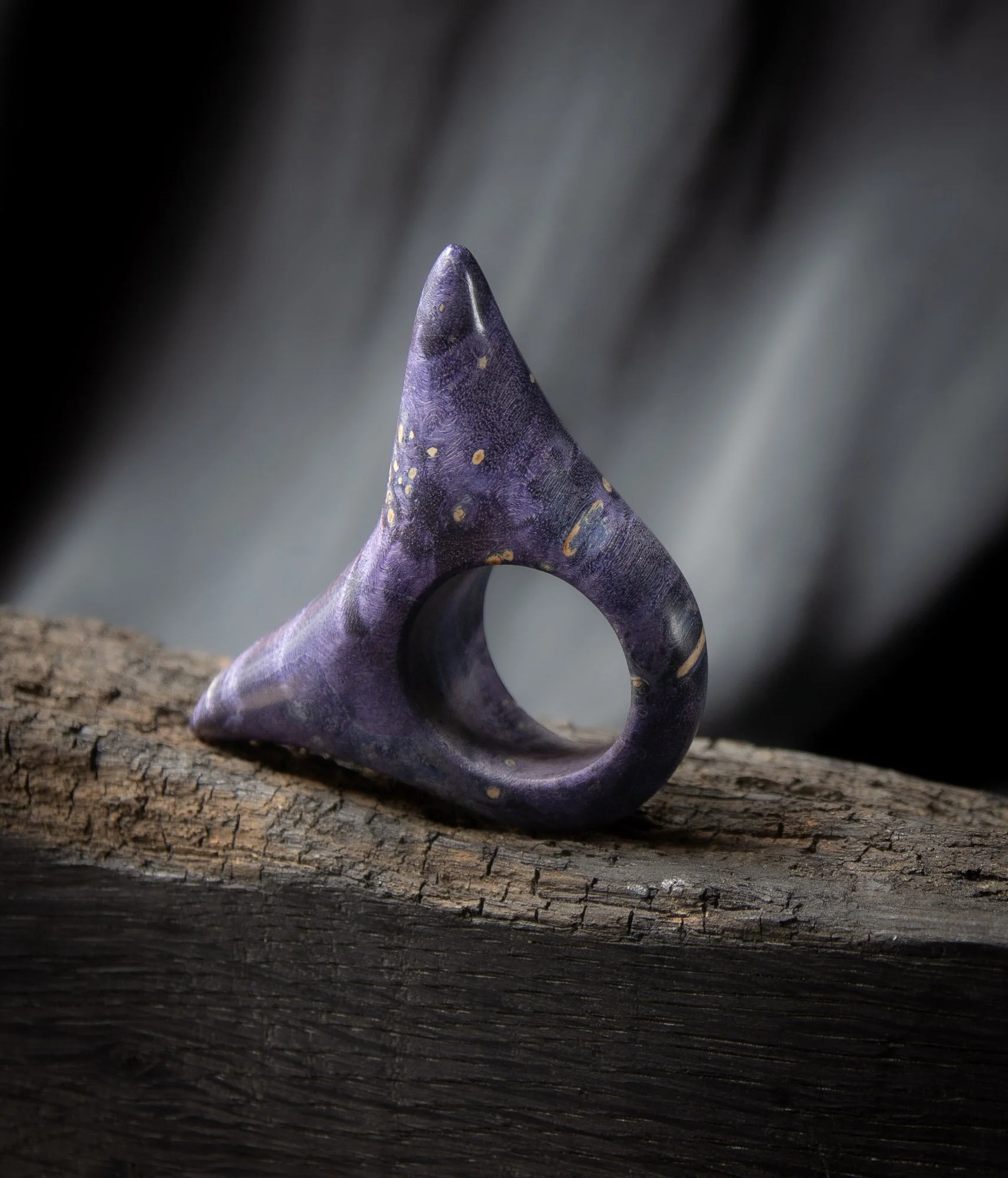 Horns Ring, Stabilized Purple Wood, 2023
