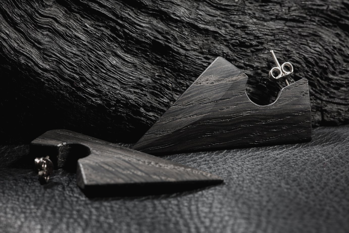 Blade Earrings, Bog Oak, 2017