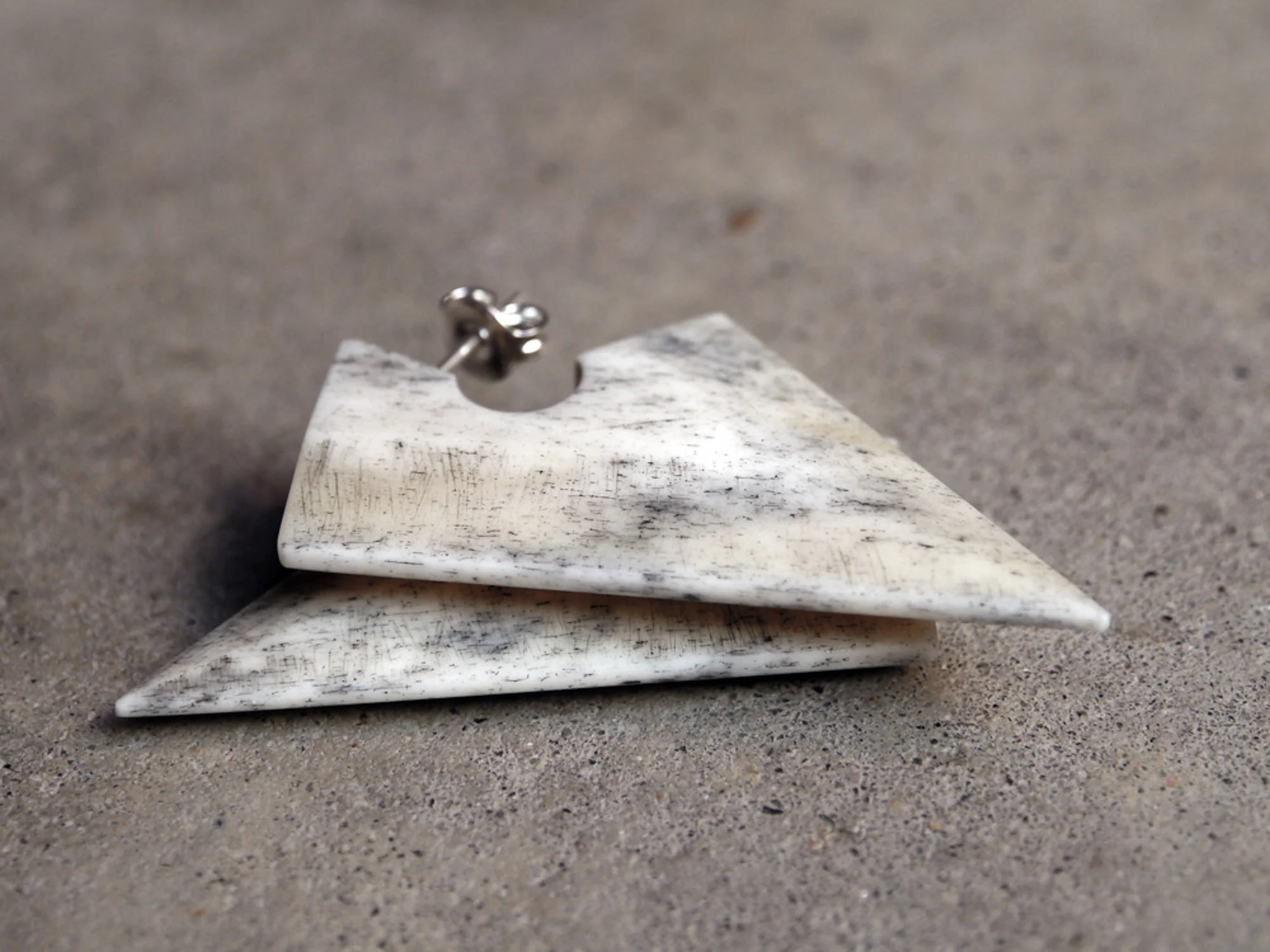 Blade Earrings, Inked Bone, 2017