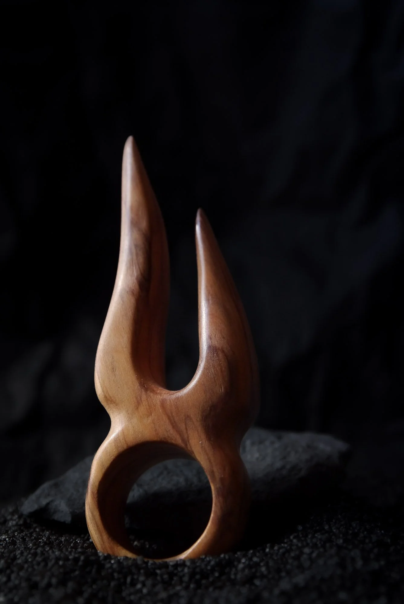 Horns Ring "Ignis", Olive Wood, 2022