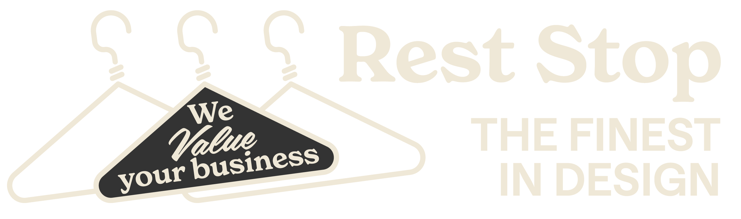 A logo with three light bulbs, the middle one containing the message: "We Value your business," and the text "Rest Stop the finest in design" to the right.