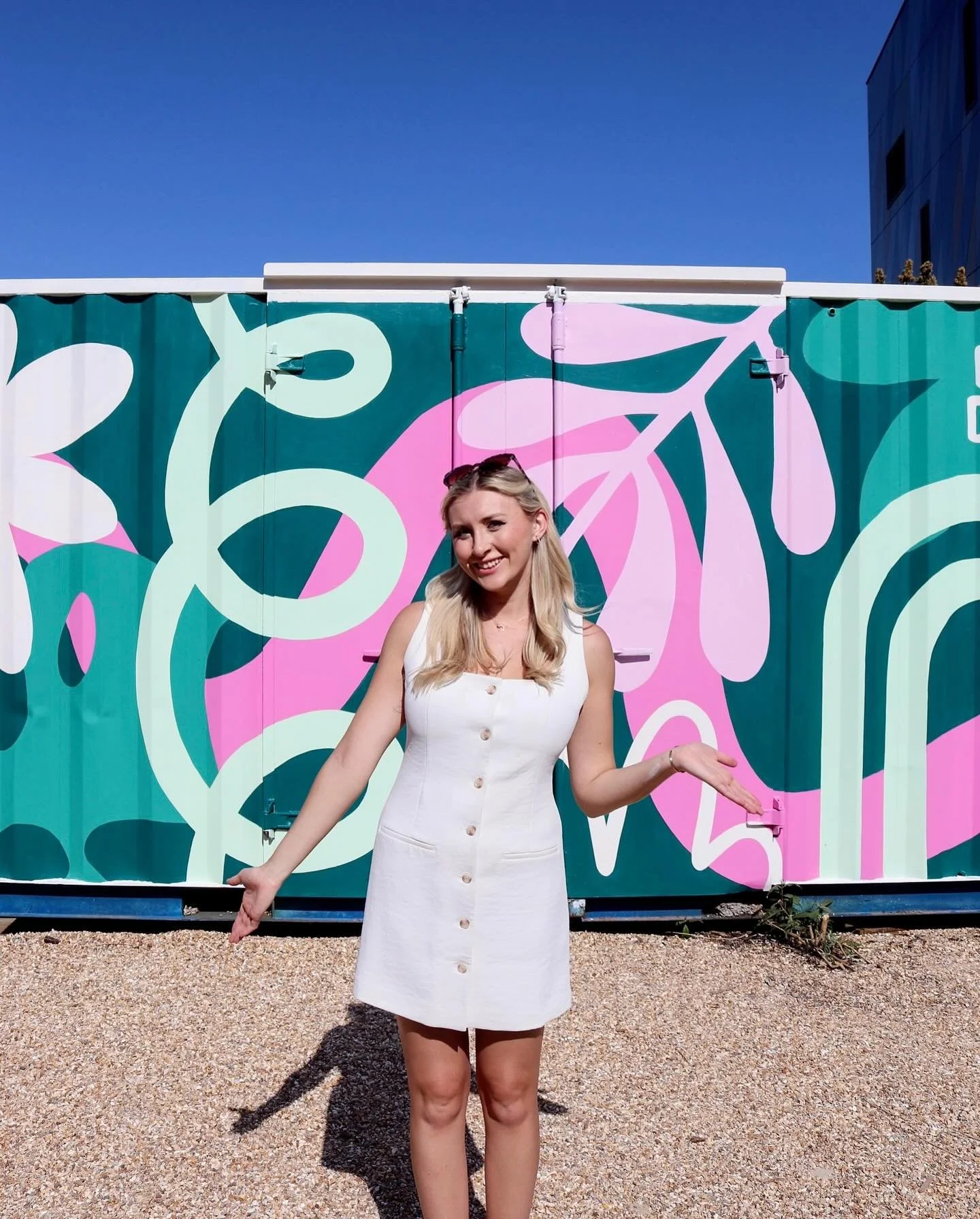 Loved painting this shipping container last week for Bournemouth University&rsquo;s new community garden opening soon! So great to play around with colours and zooming in to shapes to really brighten up and transform an otherwise overlooked space 🌸 