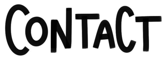 Black and white text saying "CONTACT" with the letters in varying sizes and styles