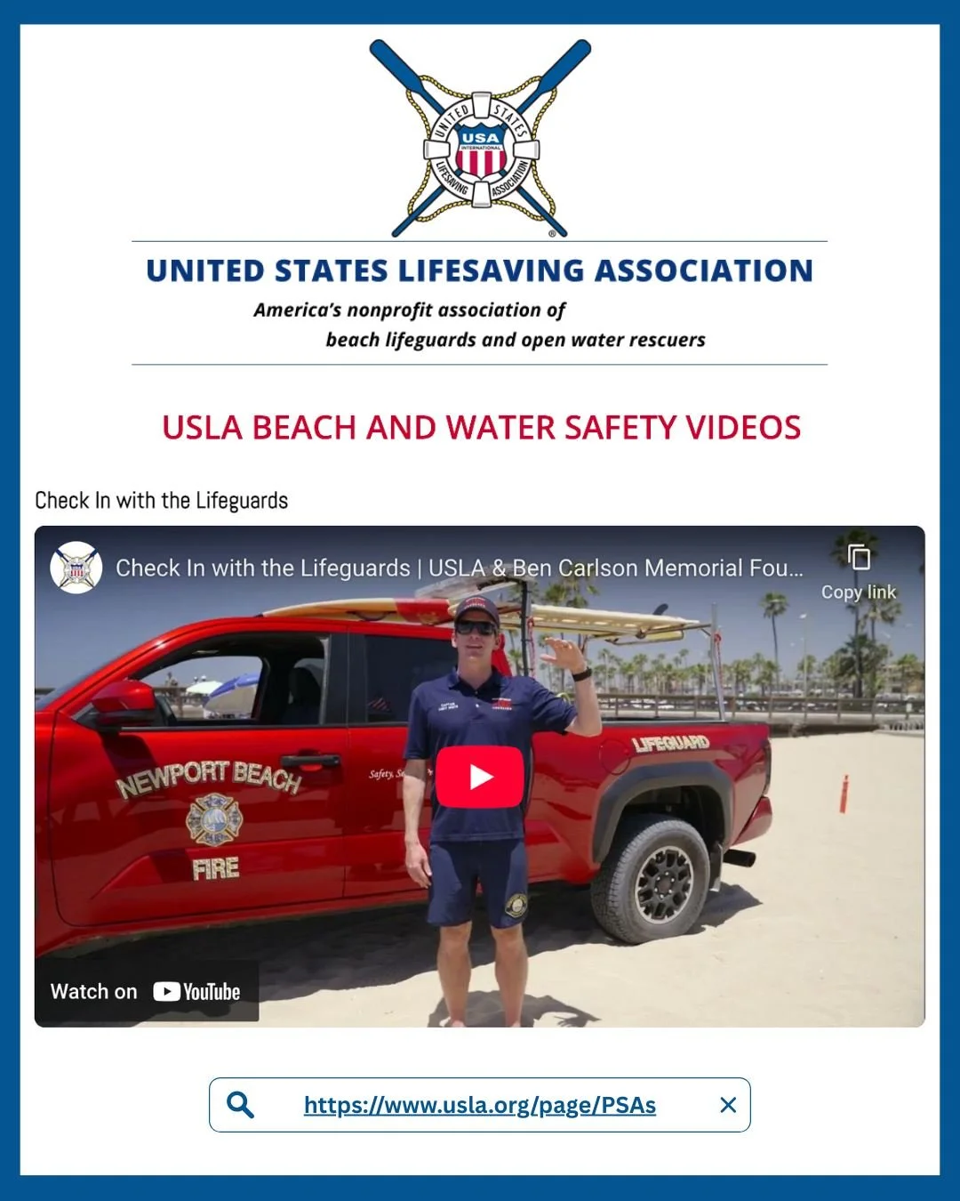 Did you know the United States Lifesaving Association (@uslifesaving) 🛟 has beach and water safety videos available on their website? 🤔 While we're reminiscing on warmer days, or maybe preparing for a warmer getaway, it's never a bad idea to touch 