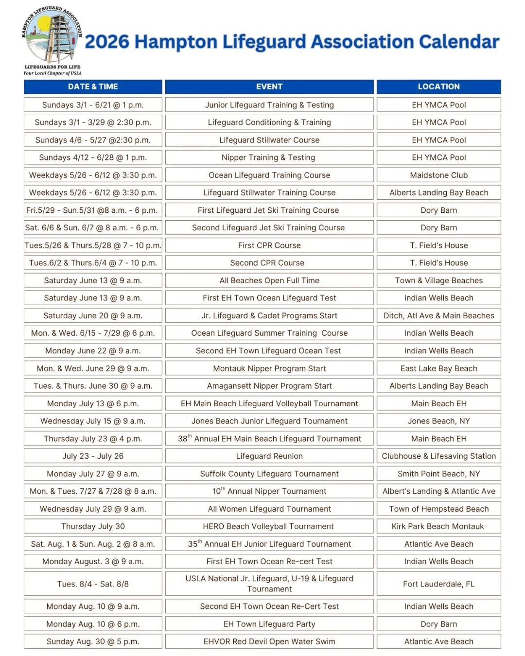 We're thrilled to share the official 2026 Hampton Lifeguard Association Calendar! 🛟🗓️ Save this post for future reference on the events we have in store this year. 

𝑆𝑢𝑏𝑗𝑒𝑐𝑡 𝑡𝑜 𝑐ℎ𝑎𝑛𝑔𝑒