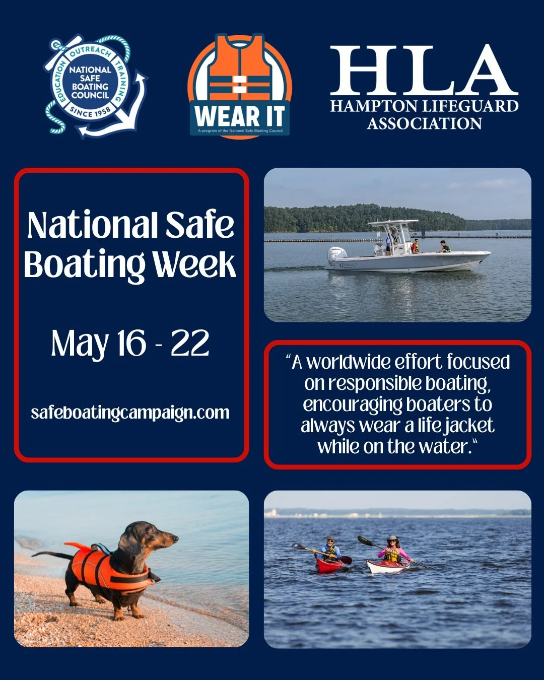 National Safe Boating Week is here ⚓️⛵️ 
Before you head out on the water, make safety part of the plan. Wear your life jacket, check your gear, stay alert, and help keep our waterways safe for everyone.

A life jacket only works if you wear it. 🦺

