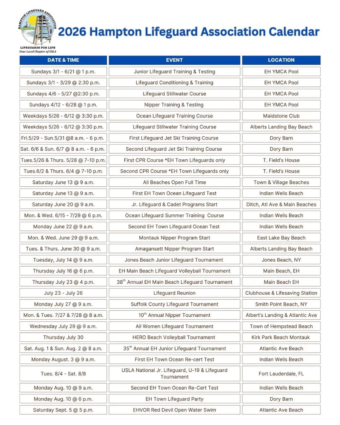 We're thrilled to share the Updated 2026 Hampton Lifeguard Association Calendar! 🛟🗓️ Save this post for future reference on the events we have in store this year.

𝘚𝘶𝘣𝘫𝘦𝘤𝘵 𝘵𝘰 𝘤𝘩𝘢𝘯𝘨𝘦.