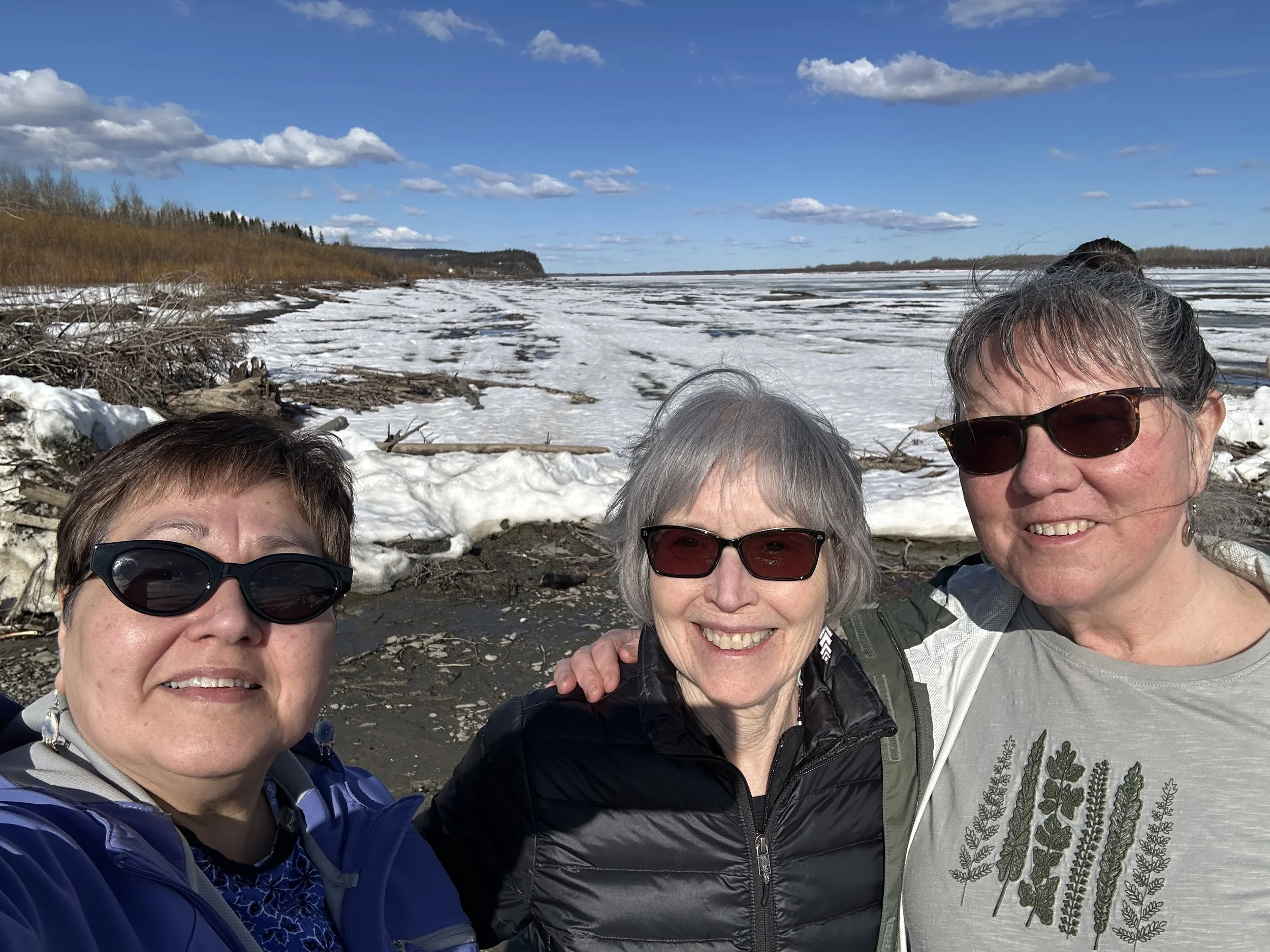 Sharon, Anne and Kitty in Nulato, 2025