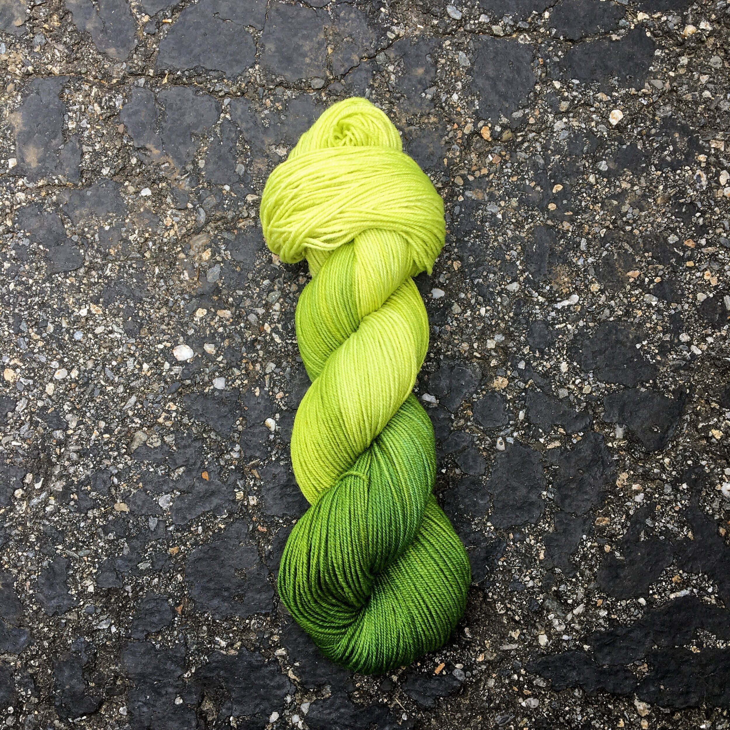 A skein of green yarn