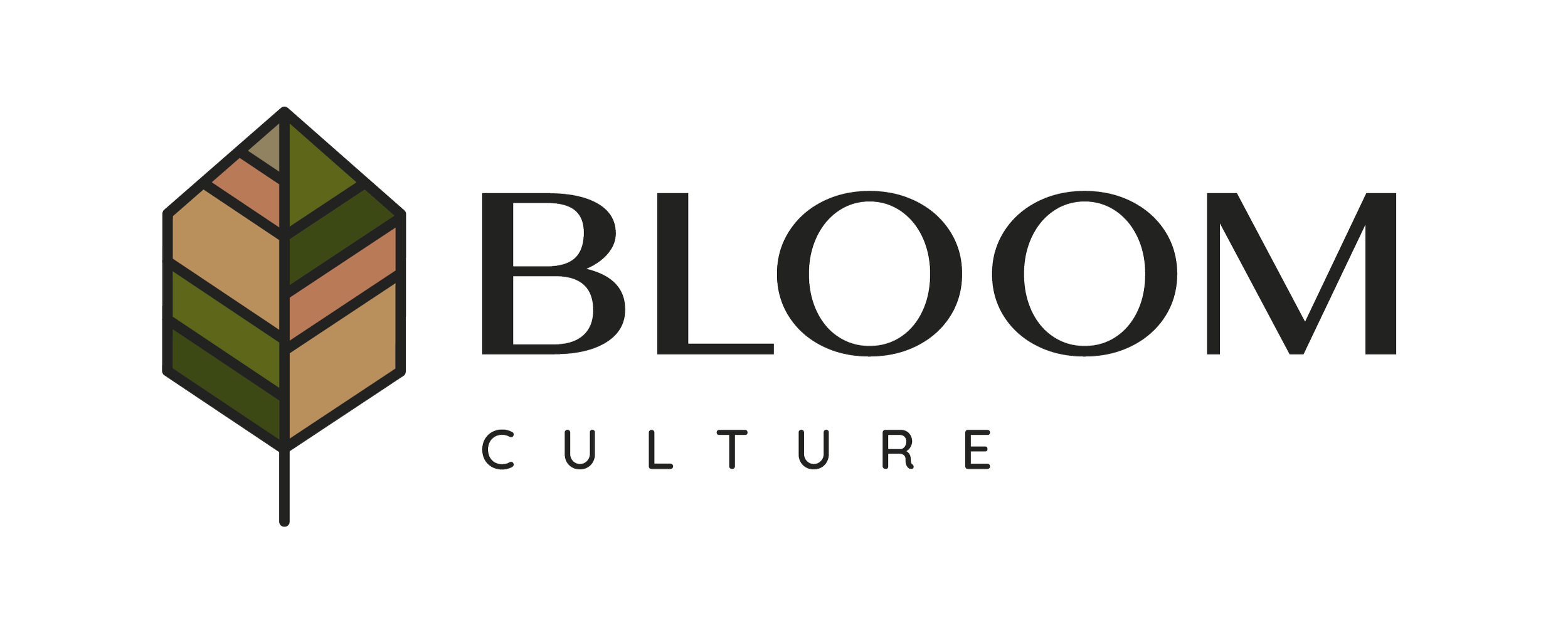 Logo for Bloom Culture featuring a stylized tree with colored blocks and the text 'BLOOM CULTURE' in modern font.