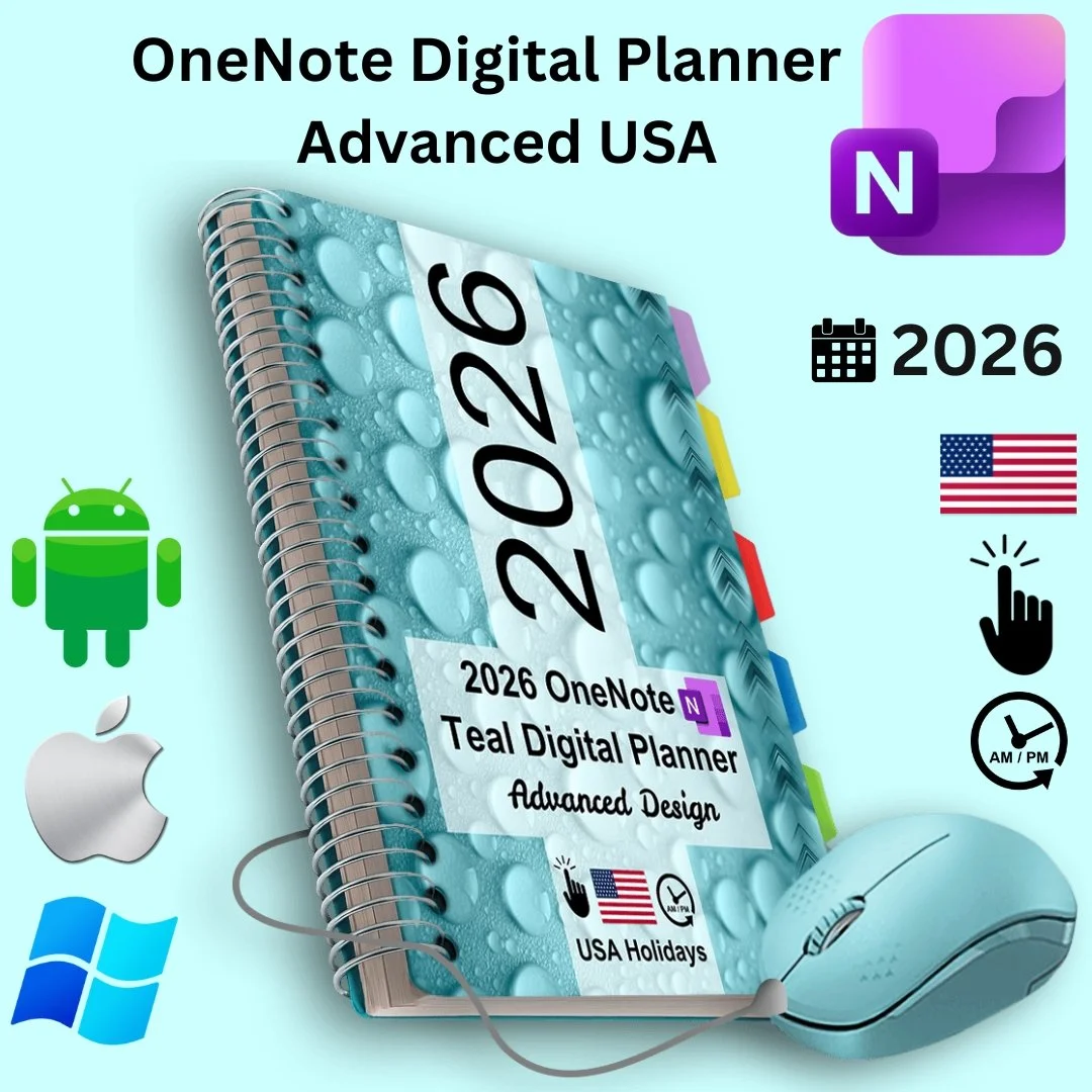 Onenote Cover Page 2026 OneNote Digital Planner – Hyperlinked, AI-Powered, with USA ...