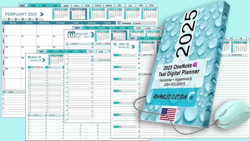 Planner Advanced OneNote Teal Digital Planner Advanced Design — OneNote Teal Digital Planner