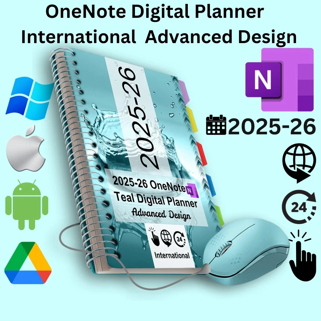2025–26 OneNote digital planner cover – Advanced International edition, 18-month layout