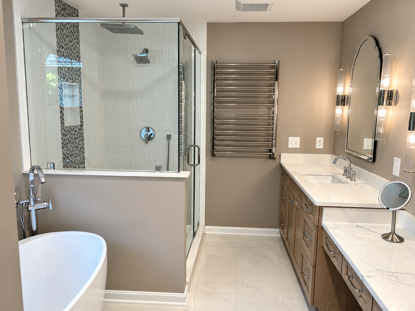 A beautiful bathroom should feel like more than a functional space—it should feel like a retreat. ✨

From the custom vanity and elegant marble surfaces to the spa-like shower, every detail in this space was thoughtfully designed to balance luxury, co