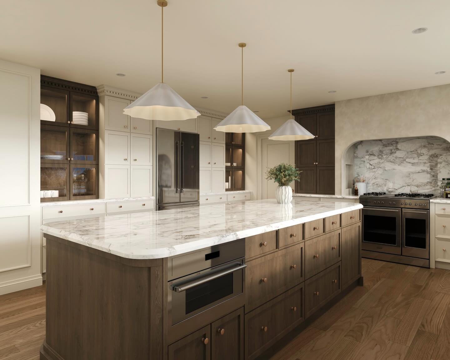 POV: you designed a kitchen they&rsquo;ll never want to leave 🤍
The oversized island.
The rich wood cabinetry.
The countertops catching every bit of light.
Every detail in this space was designed to feel timeless, calm, and lived in &mdash; not just