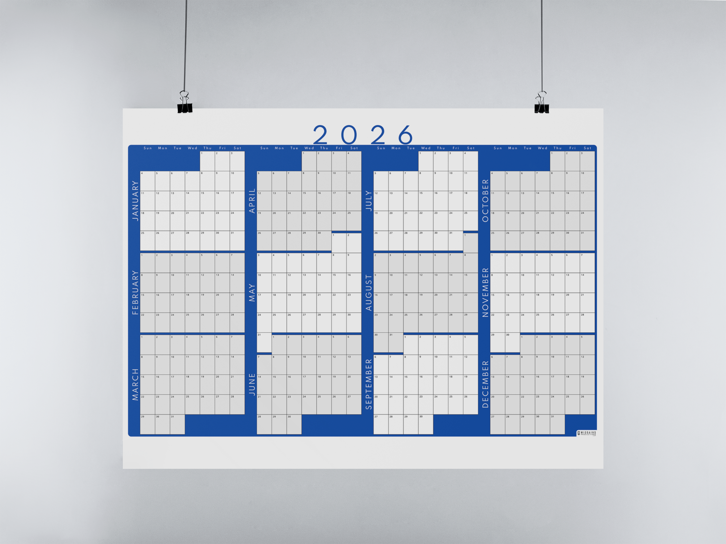2026 Wall Calendar | Digital Download | 3 Different Layouts | 18 Color Options