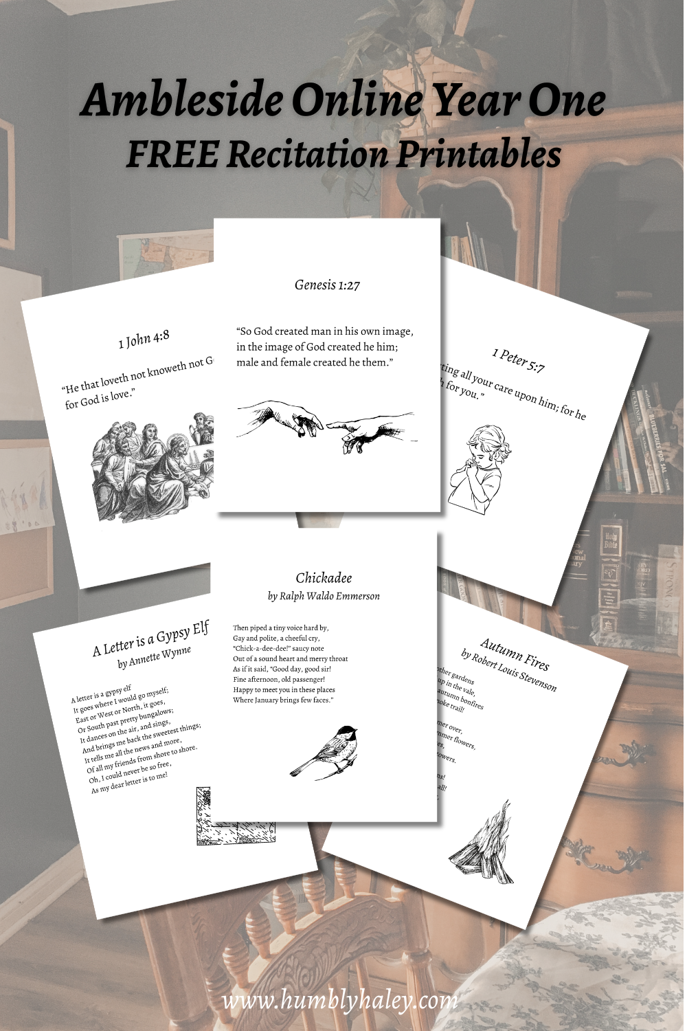 Ambleside Online Year One Recitation Printables (free)