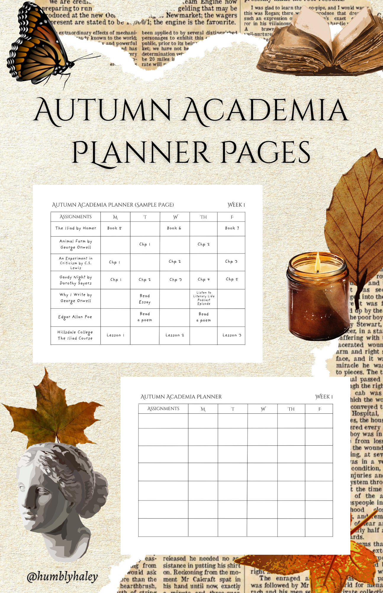 Autumn Academia Weekly Planner Pages